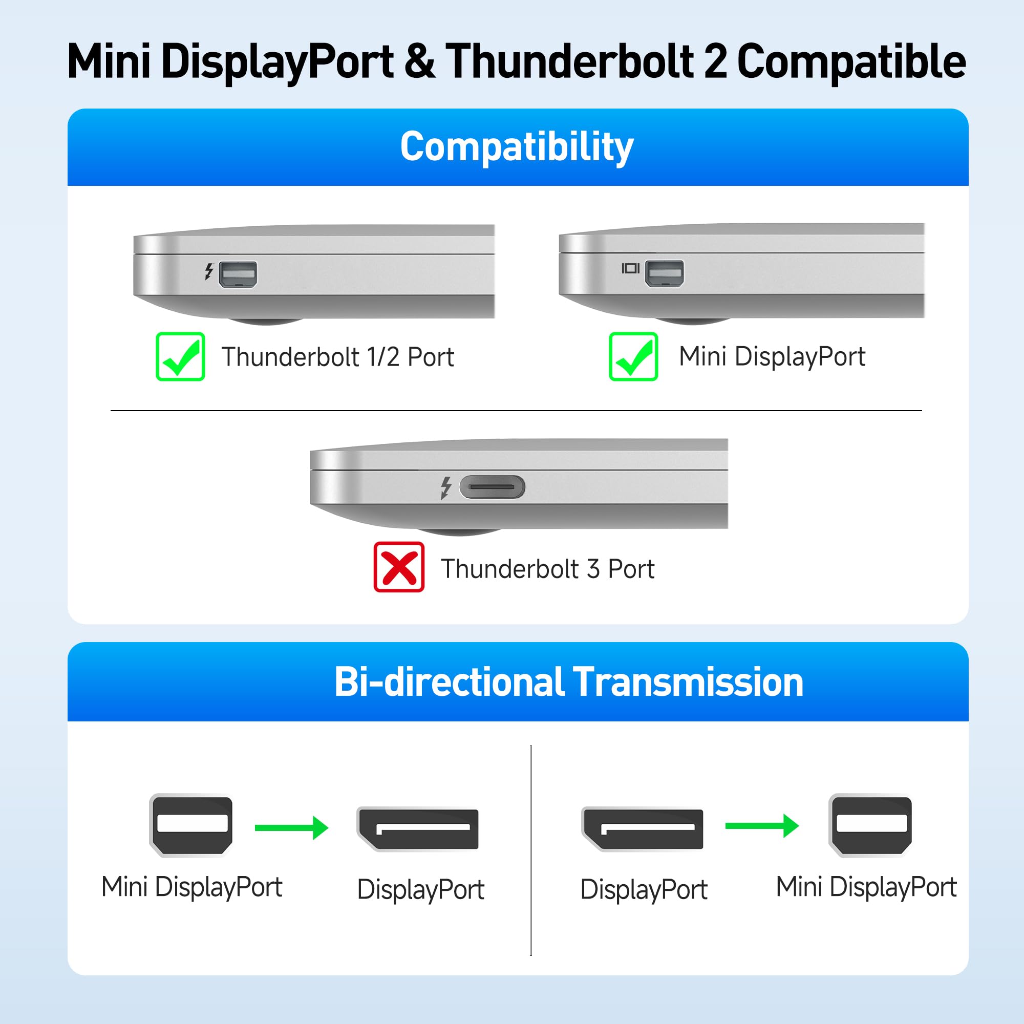 Cable Matters 2-Pack, Mini DisplayPort to DisplayPort Adapter in Black