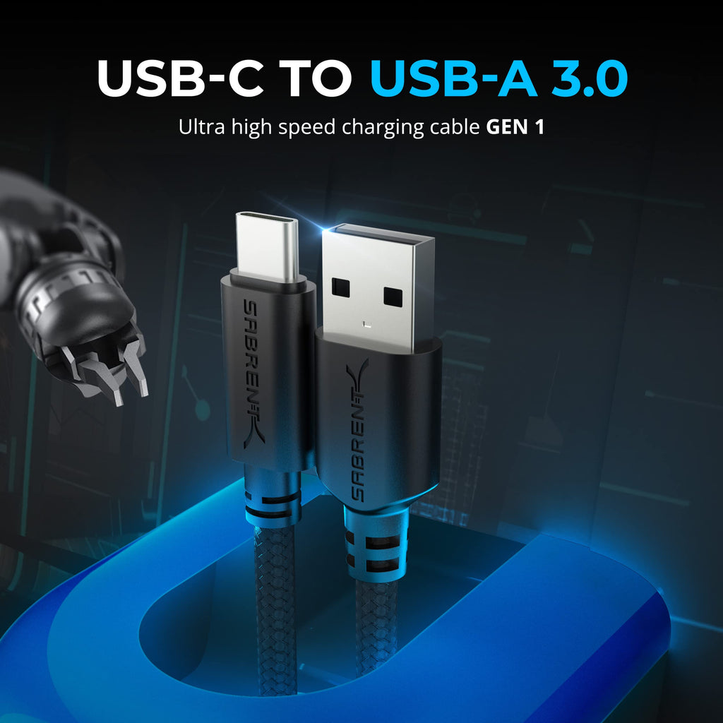 SABRENT 3 USB C fast charging cable, high speed USB type C 5V-3A, USB-C cable can be used also as a data transfer 3.2 Gen1 cable, for Galaxy, Note, Sony Xperia, Xiaomi, Switch, ps5, 1.80 m (CB- C3X6)