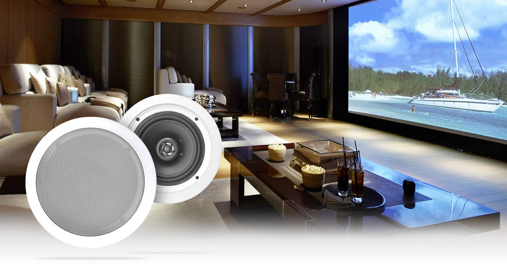 Pair Rockville HC655 6.5" 500 Watt in-Ceiling Home Theater Speakers 8 Ohm