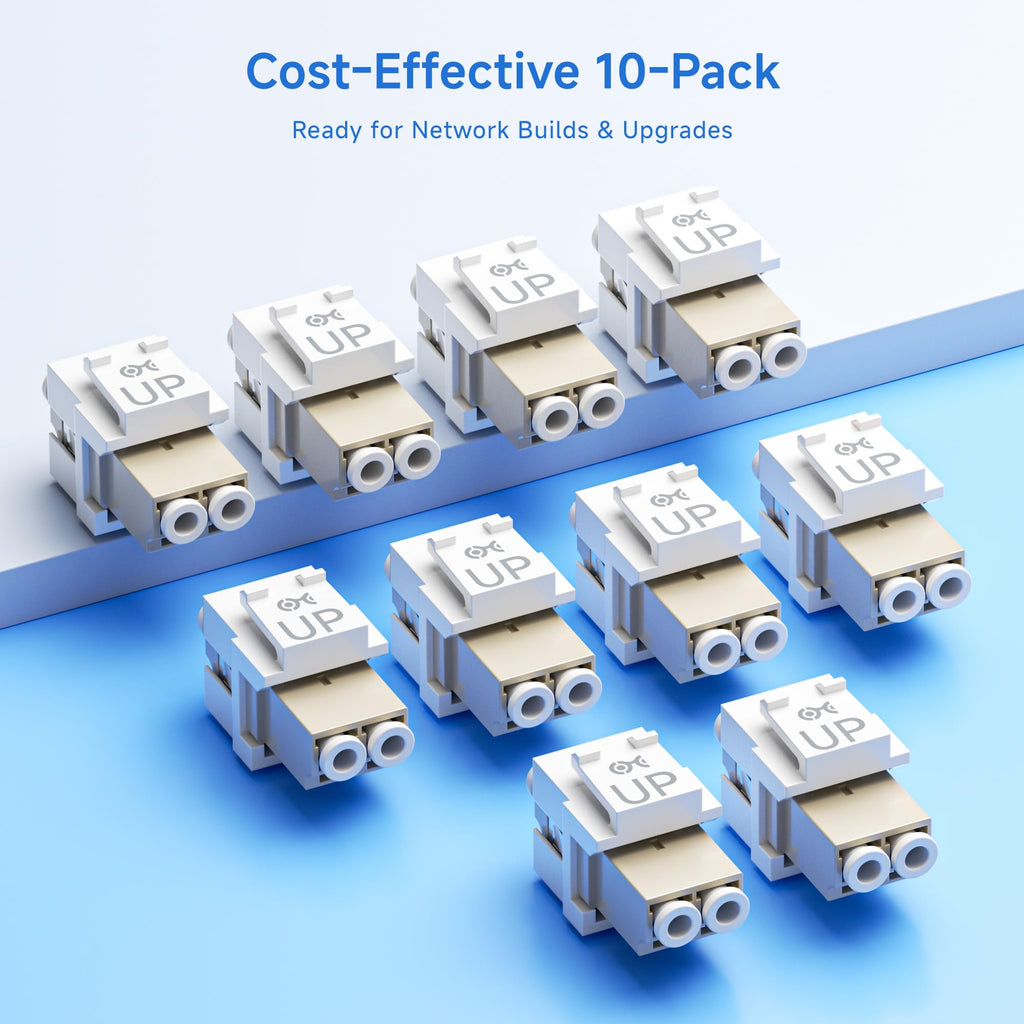 Cable Matters 10-Pack LC UPC Duplex Fiber Optic Keystone Coupler Jack, OM1/OM2/OM3/OM4 Multimode, OS2 Single Mode Support
