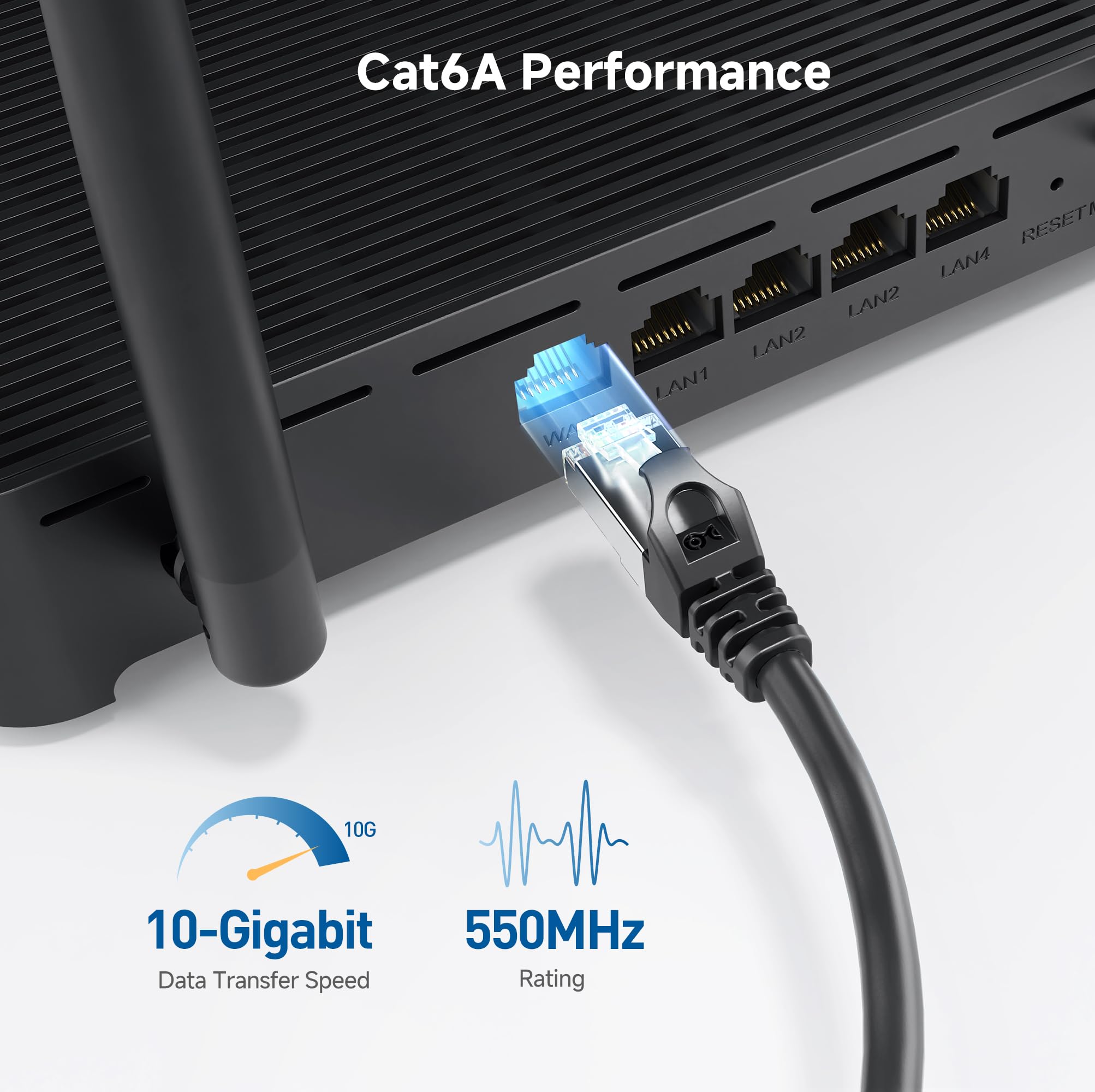 Cable Matters 10Gbps 5-Pack Snagless Shielded Cat 6A Ethernet Cable - 5ft, Cat 6A Cable, Cat6A Cord, Ethernet Cord, Black