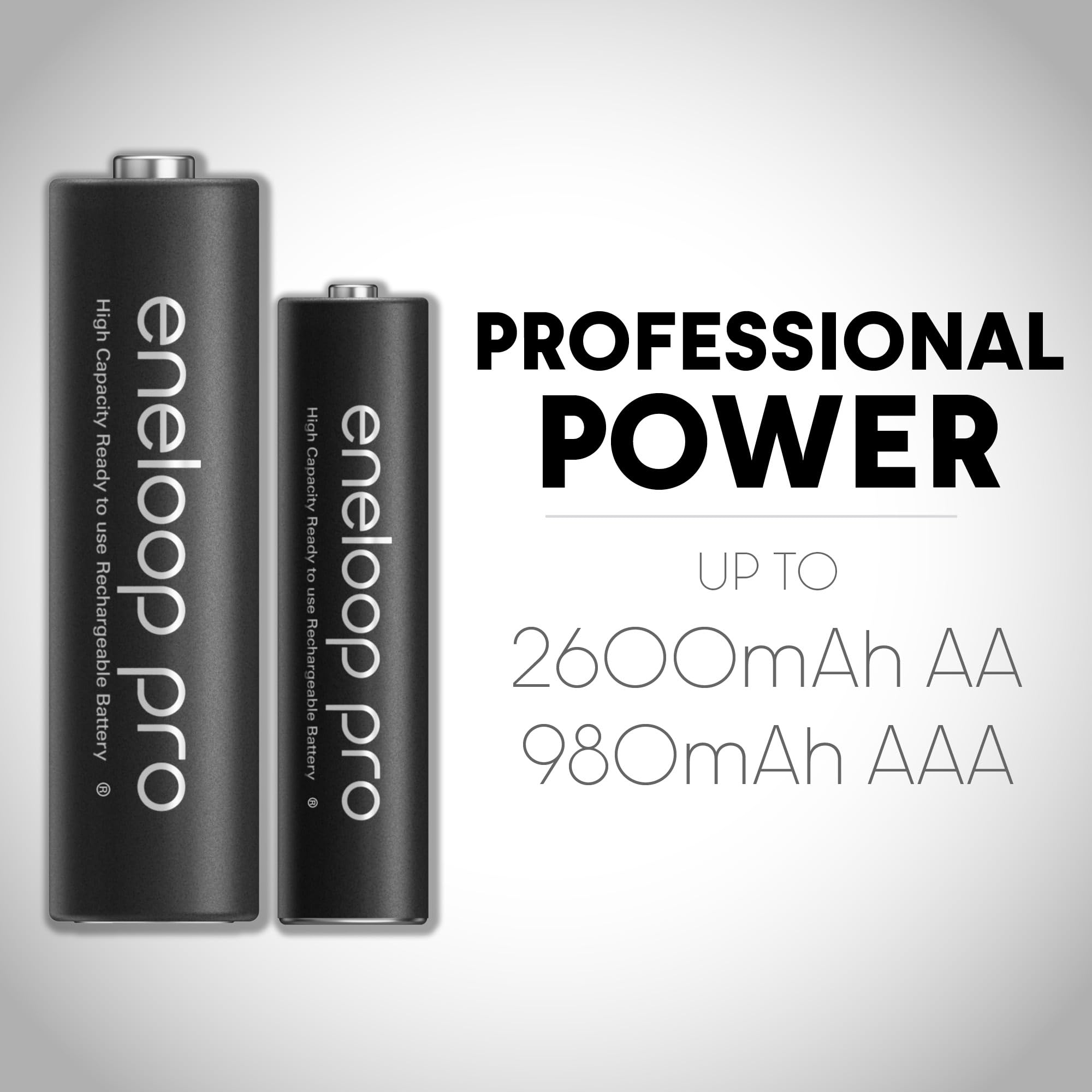 Panasonic K-KJ65KHA4BA Super Advanced 4-Position Quick Charger with LCD Indicator Panel, USB Charging Port and 4AA eneloop pro Rechargeable Batteries, Black