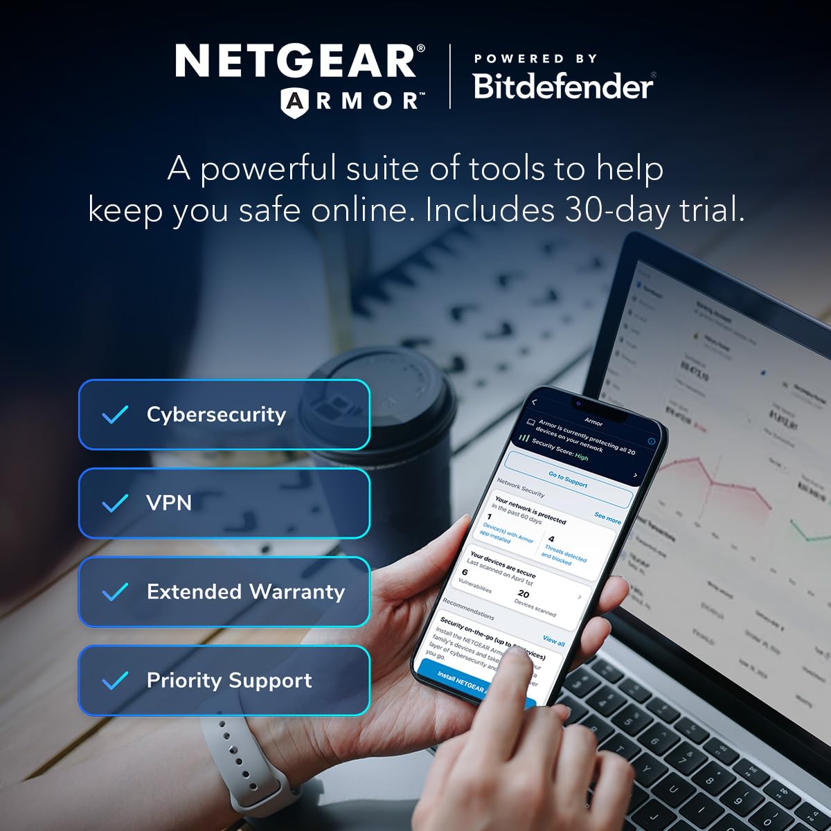 NETGEAR Nighthawk (RS200) Dual Band WiFi 7 Router Security Functions Wireless Speed BE6500 (up to 6.5Gbps) Covers up to 2500 sq.m, 80 Devices, 2.5GB Internet Port