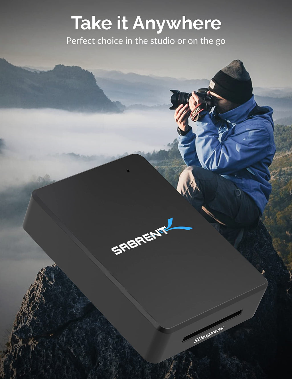 SABRENT SD Express 7.1 USB C Card Reader, USB 3.2 External Memory Card Reader high speed Data transfer 985 MBps, SD-Express adapter compatible with V90, V60, V30, UHS-II, UHS I, SD Cards (CR-SDX7)