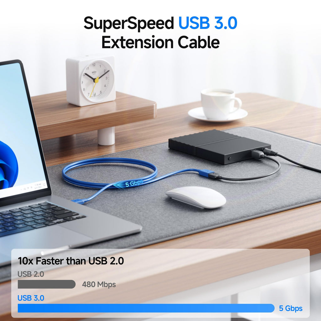 Cable Matters USB Extension Cable (USB 3.0 Extension Cable) in Blue 10 Feet - Available 3FT - 10FT in Length