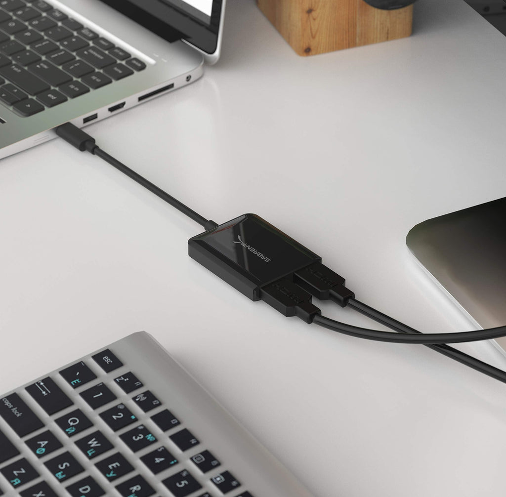 SABRENT HDMI Splitter 1 in 2 Out, 4K@60HZ HDMI to USB C Monitor Converter, USB C to Dual HDMI Adapter, for Windows PC & Laptop (DA-UCDH)