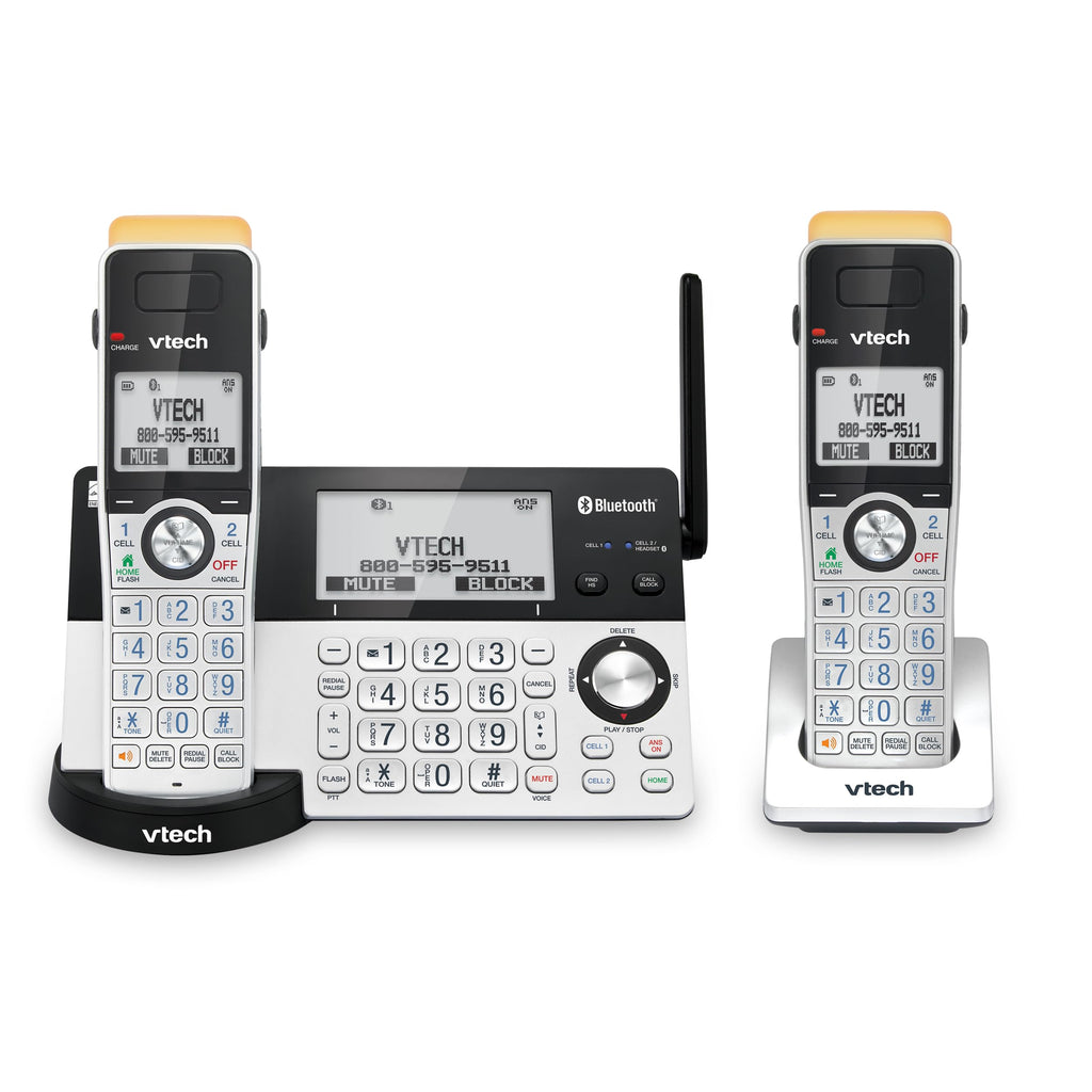 VTech IS8151-2 Super Long Range 2 Handset DECT 6.0 Cordless Phone for Home with Answering Machine, 2300 ft Range, Call Blocking, Bluetooth, Headset Jack, Power Backup, Intercom, Expandable to 12 HS