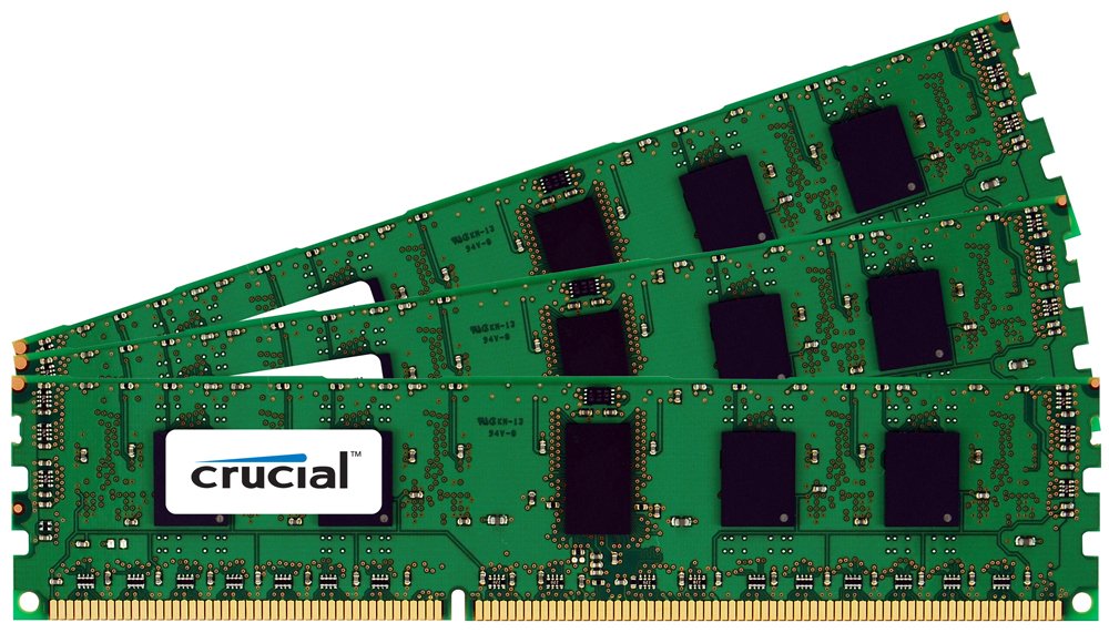 Crucial Technology CT3CP25672BB1067S 6 GB (2 GBx3) 240-pin DIMM DDR3 PC3-8500 CL=7 Registered ECC Single Ranked DDR3-1066 1.5V 256Meg x 72 Memory Kit