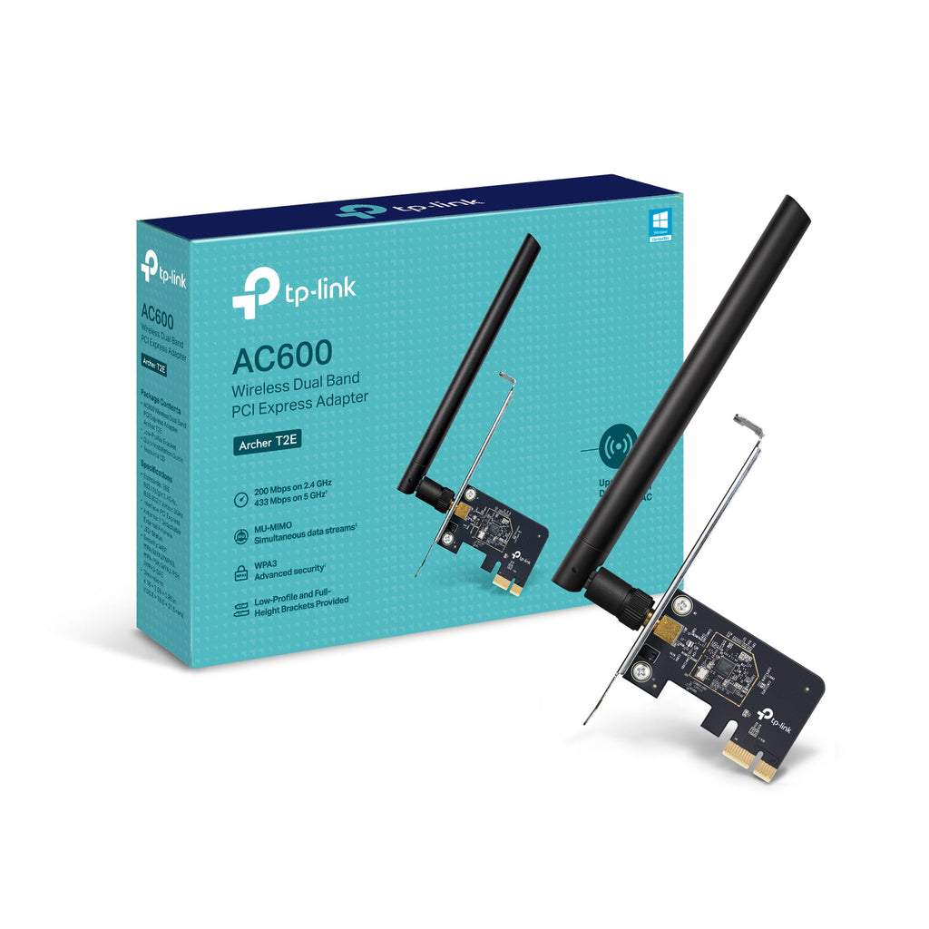 TP-Link PCIe WiFi Card for Desktop PC, Dual Band Wireless Internal Network Card(Archer T2E) High-Gain Antenna, MU-MIMO, WPA3, Low Profile, Supports Windows 10