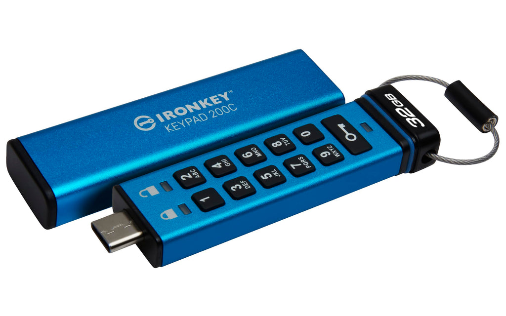 Kingston IronKey Keypad 200C Type-C hardware-encrypted USB Flash Drive FIPS 140-3 Level 3 (Pending) with XTS-AES 256-bit Hardware Encryption -IKKP200C/32GB