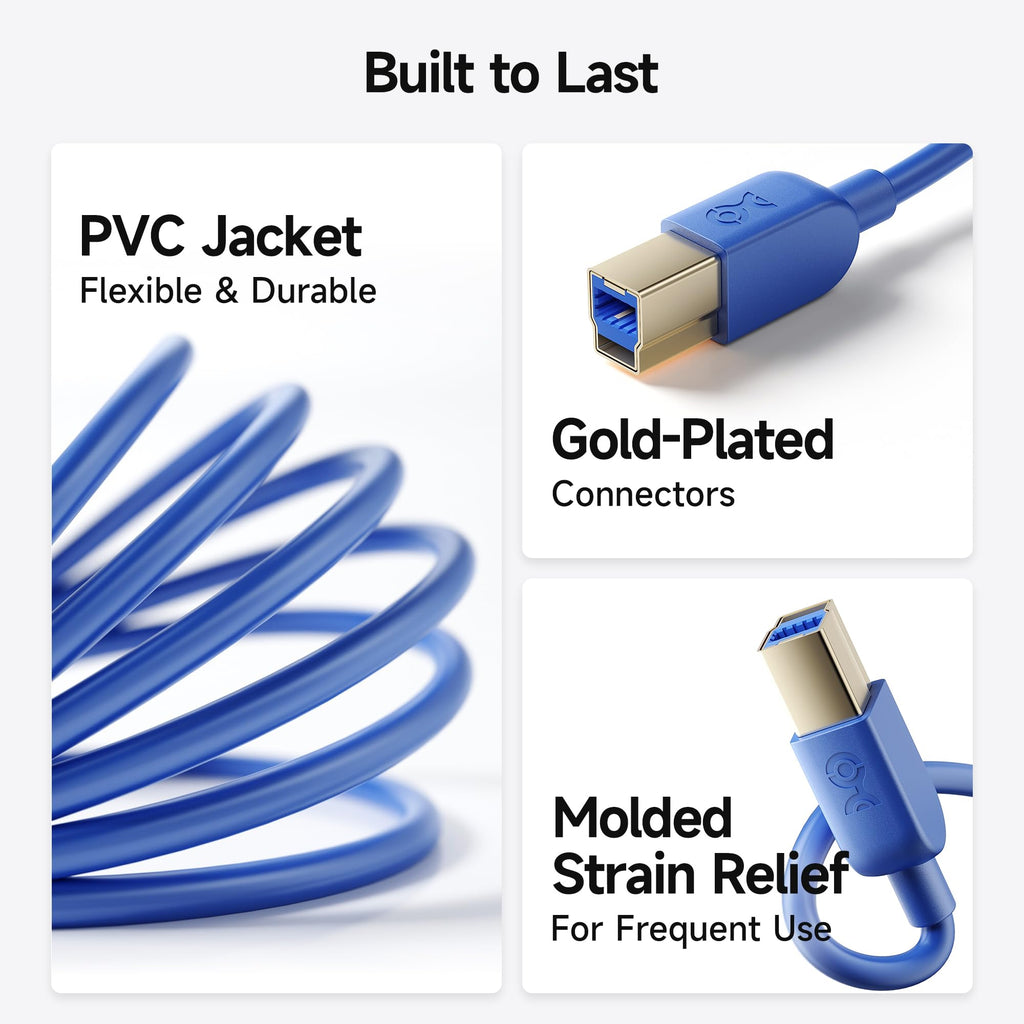 Cable Matters USB 3.0 Cable (USB 3 Cable/USB 3.0 A to B Cable) in Blue 15 Feet - Available 3FT - 15FT in Length