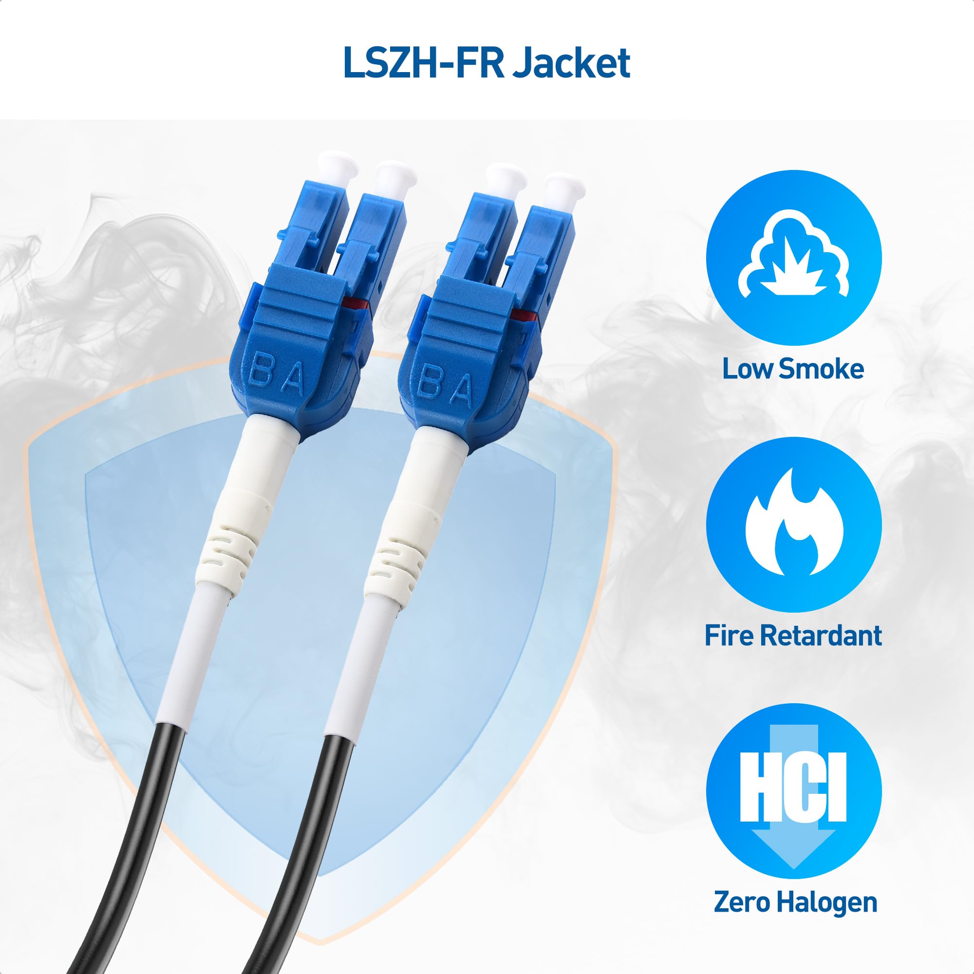 Cable Matters Uniboot OS2 LC to LC Outdoor Armored Fiber Patch Cable 150ft - Single Mode Duplex 9/125, LSFRZH, Direct Burial Support with UV Resistant and Fire Retardant Cable Jacket - 150 Feet /45.7m