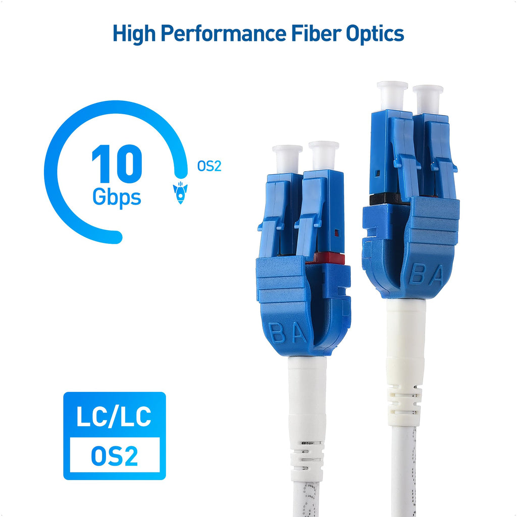 Cable Matters Uniboot OS2 LC to LC Outdoor Armored Fiber Patch Cable 150ft - Single Mode Duplex 9/125, LSFRZH, Direct Burial Support with UV Resistant and Fire Retardant Cable Jacket - 150 Feet /45.7m