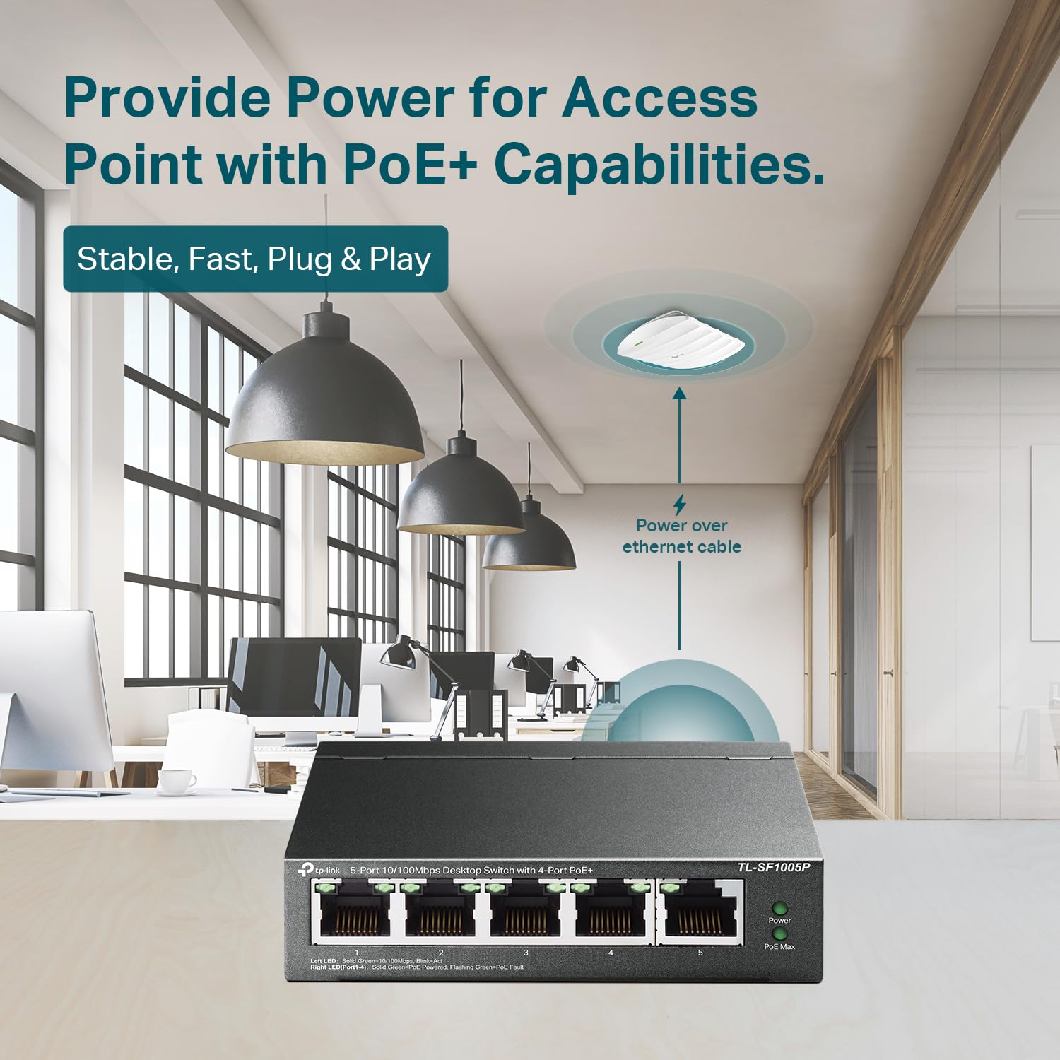 TP-LINK TL-SF1005P 5-Port 10/100 Mbps Desktop Switch with 4-Port PoE