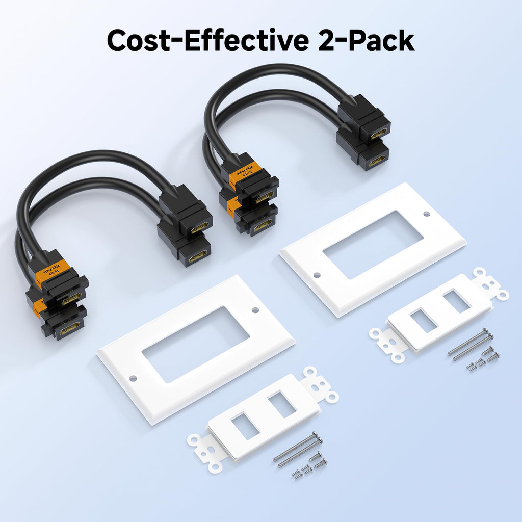 Cable Matters 2-Pack 2-Port HDMI Wall Plate in White (4K UHD, ARC, and Ethernet Pass-Thru Support)
