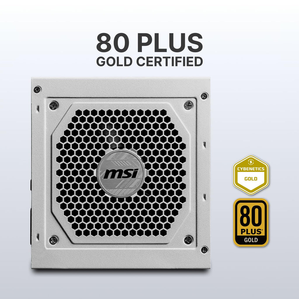 MSI MAG 850GL PCIE 5 White Gaming Power Supply - Fully Modular - 80 Plus Gold Certified 850W - Compact Size - ATX Power Supply