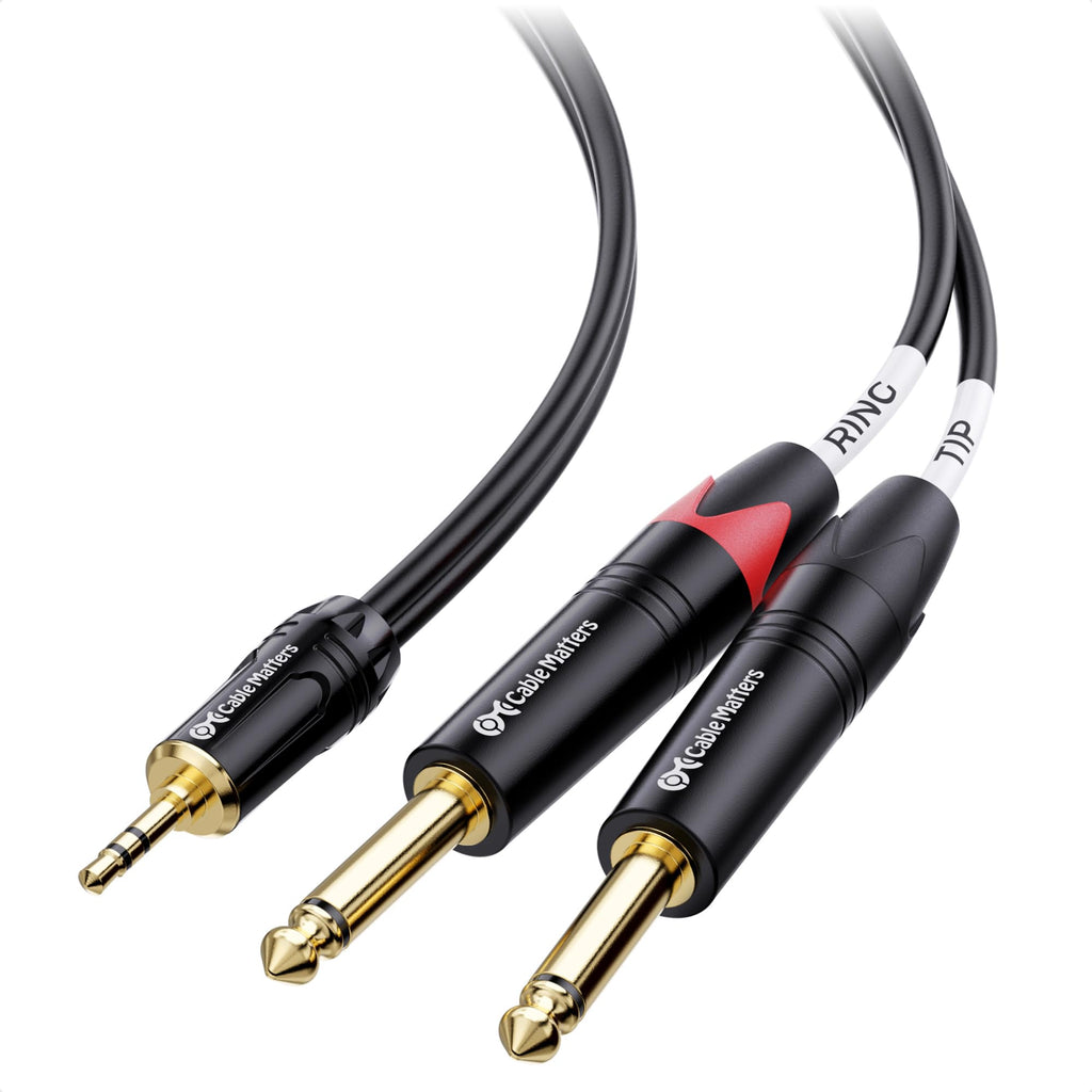 Cable Matters 3.5mm TRS to Dual 6.35mm TS Breakout Cable 10 ft, 1/8 to Dual 1/4 Cable