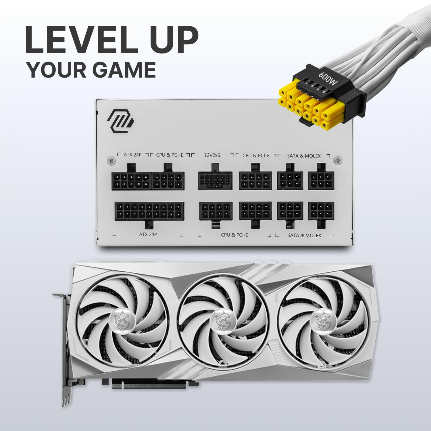 MSI MAG 850GL PCIE 5 White Gaming Power Supply - Fully Modular - 80 Plus Gold Certified 850W - Compact Size - ATX Power Supply