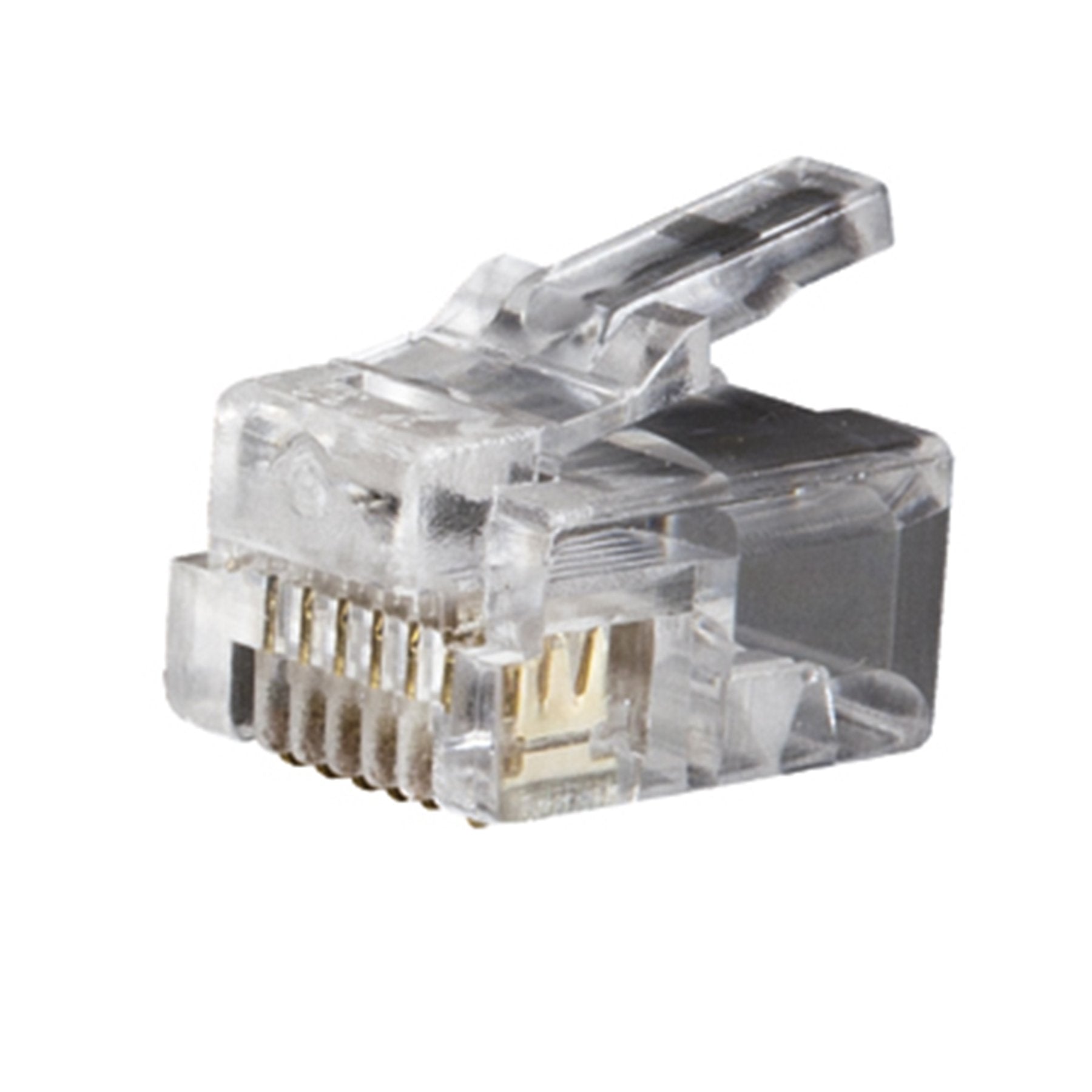 Klein Tools VDV826-600 6p6c Connectors, RJ12 Modular Telephone Plugs with 3-pronged Contacts, for Solid or Stranded Connections, 25-Pack