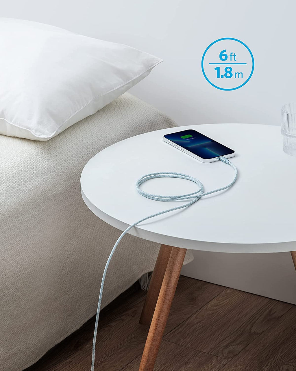 Anker 6ft Lightning Cable, 331 Cable, Premium Nylon USB-A to Lightning Cord, MFi Certified for iPhone Chargers, iPhone SE/Xs/XS Max/XR/X/8 Plus/7/6 Plus, iPad Pro Air 2, and More (Winter Blue)