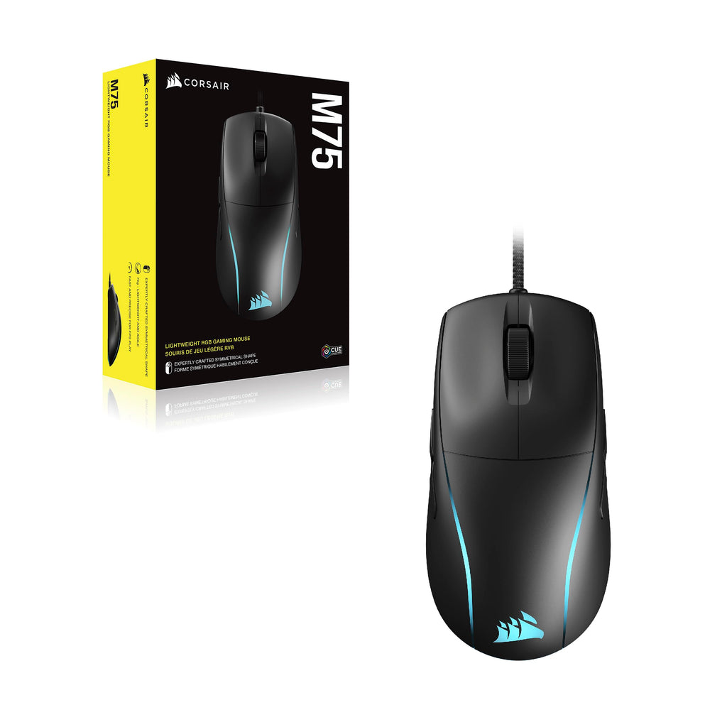 Corsair M75 Wired RGB Lightweight FPS Gaming Mouse � 26,000 DPI � Swappable Side Buttons � PC � Black
