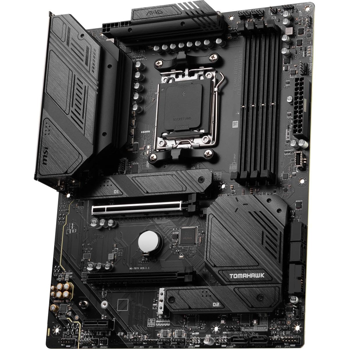 MSI MAG B650 Tomahawk WiFi Gaming Motherboard (AMD AM5, ATX, DDR5, PCIe 4.0, M.2, SATA 6Gb/s, USB 3.2 Gen 2, HDMI/DP, Wi-Fi 6E, AMD Ryzen 7000 Series Desktop Processors)