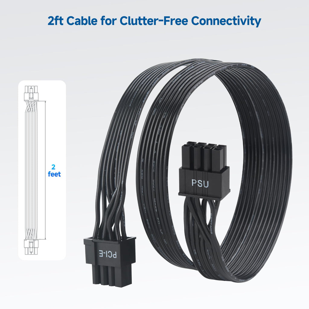 Cable Matters 8 Pin EPS to 6+2 Pin PCIe Male to Male Power Extension/Conversion Cord - 2ft
