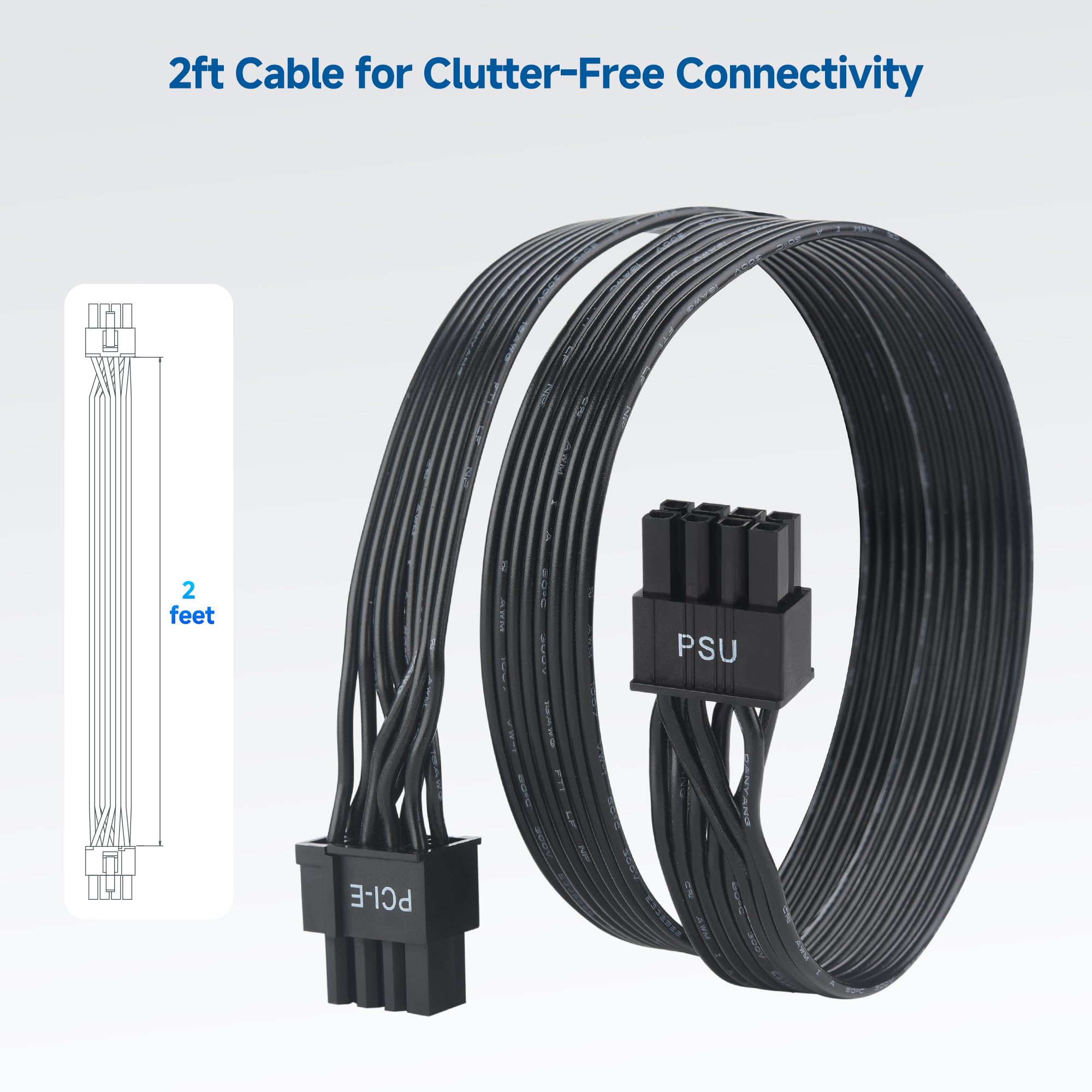 Cable Matters 8 Pin EPS to 6+2 Pin PCIe Male to Male Power Extension/Conversion Cord - 2ft