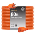 GE 81703 80 Feet Outdoor Extension Cable with Grounding, 16 AWG 3 Pin, ETL Certified Long Outdoor Cable, Orange ge