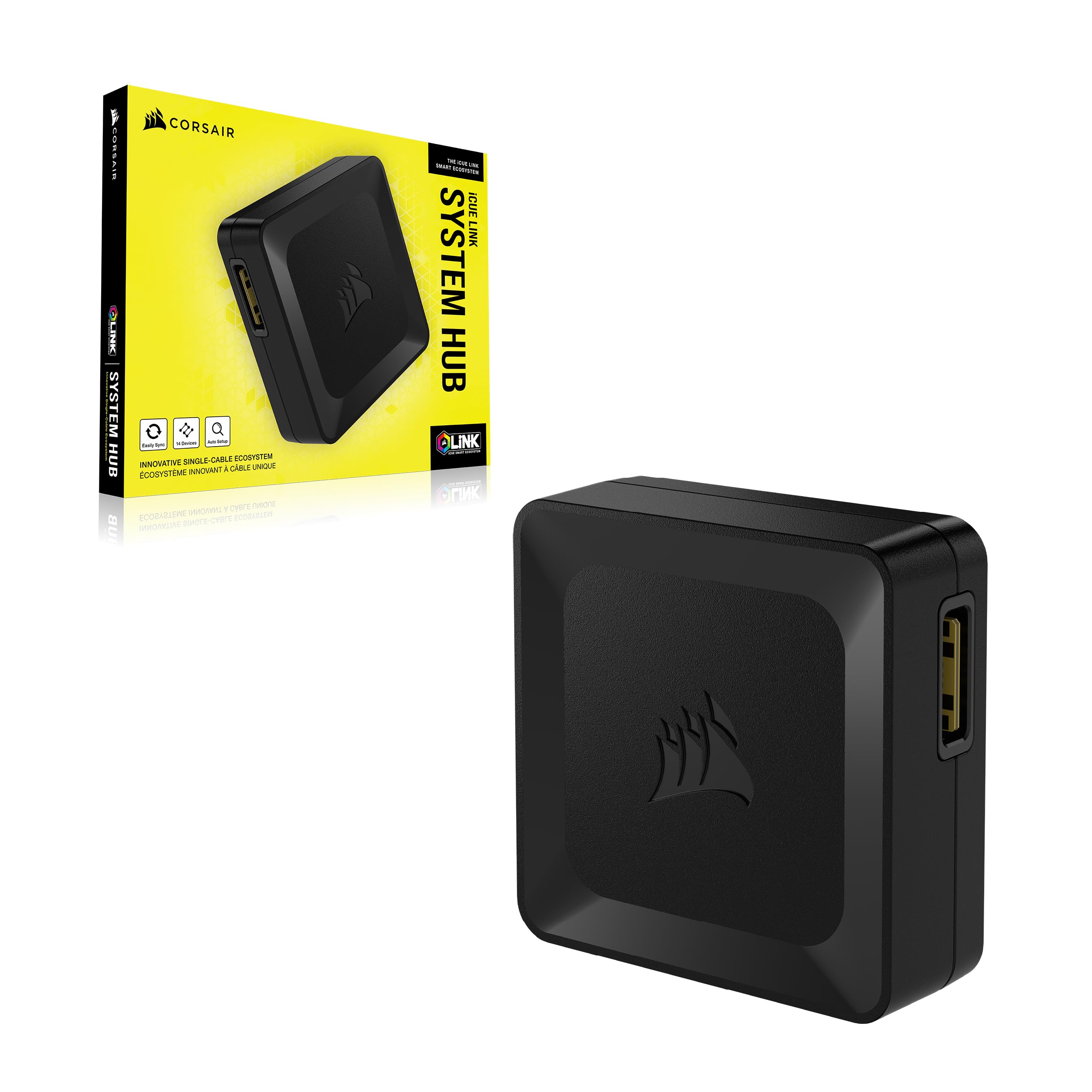 Corsair iCUE LINK System Hub - Connect Up to 14 iCUE LINK Devices - Reduce Cable Clutter – Innovative Single-Cable Design - Black