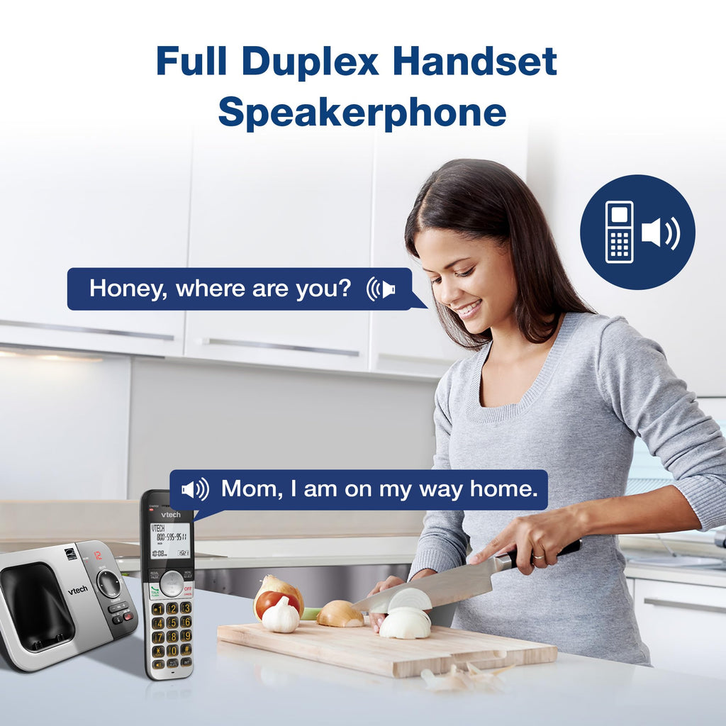 VTech Cordless Phone with 3 Handsets, Answering Machine, Large Display and Big Buttons, Caller ID, Full Duplex Handsfree Calling, Last 10 Dial, Easy to Use, VG232-3