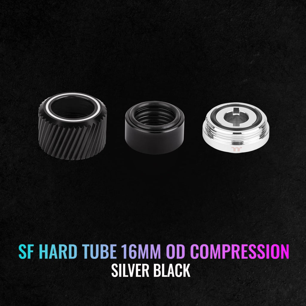 Thermaltake Pacific SF Hard Tube 16mm OD Compression Silver Black/DIY LCS/Fittings CL-W389-CA16BL-A