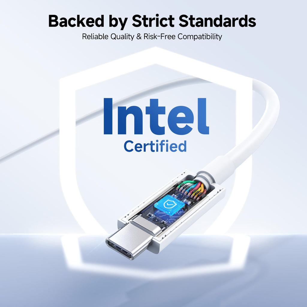 Cable Matters [Intel Certified] 80Gbps Thunderbolt 5 cable with up to 120Gbps bandwidth boost and 240W charging in white - 1m/3.3ft, compatible with Thunderbolt 4, USB 4 and USB-C