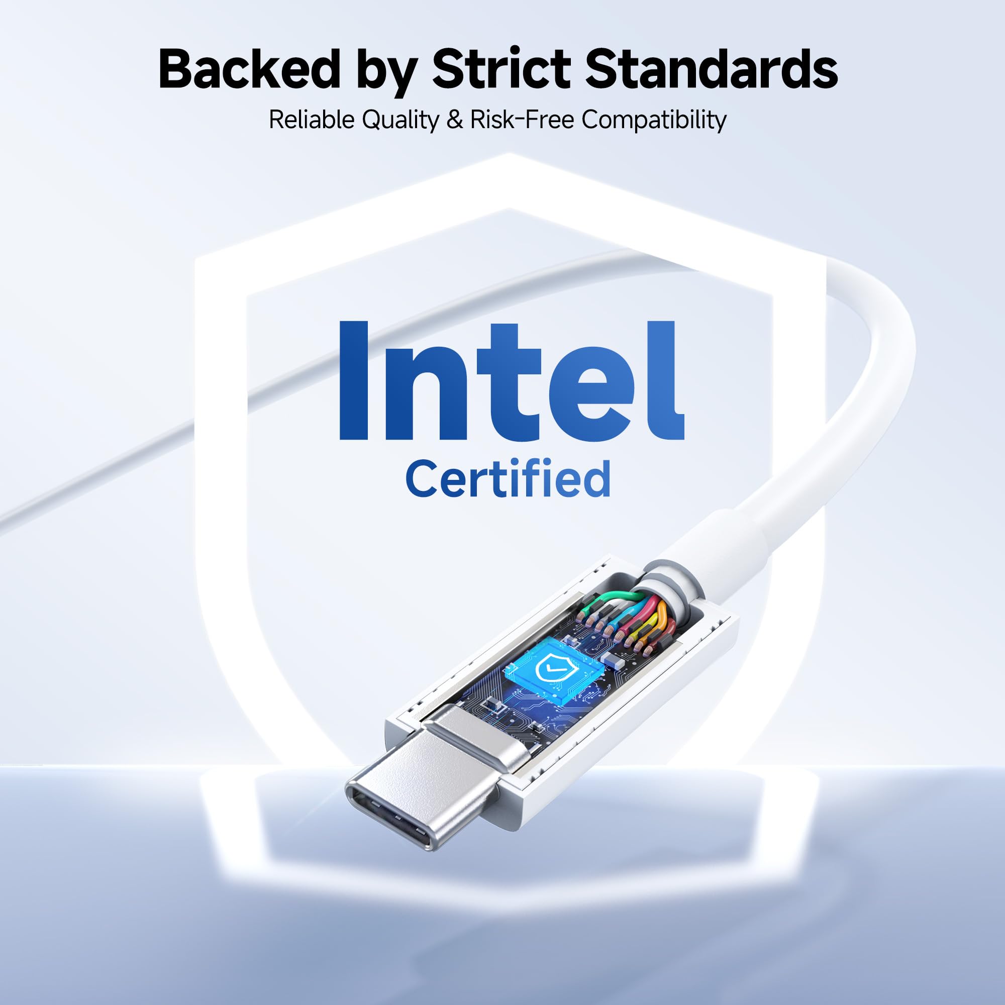 Cable Matters [Intel Certified] 80Gbps Thunderbolt 5 cable with up to 120Gbps bandwidth boost and 240W charging in white - 1m/3.3ft, compatible with Thunderbolt 4, USB 4 and USB-C