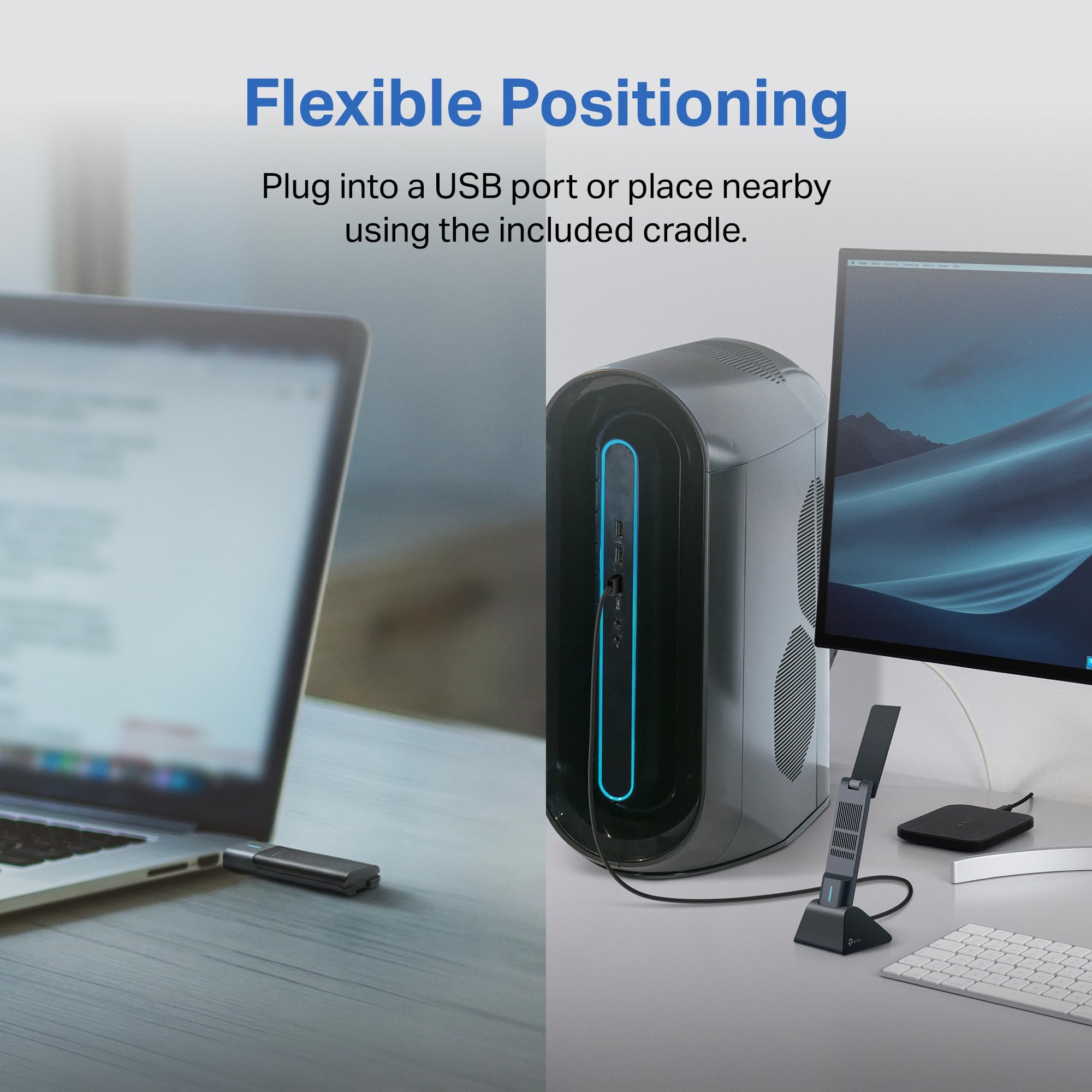 TP-Link WiFi 6E USB Adapter for Desktop PC - (Archer TXE50UH) AXE3000 Tri-Band Wireless Network Adapter, Ultra-Low Latency, MU-MIMO, OFDMA, Refined Security, WPA3, Supports Windows 11/10