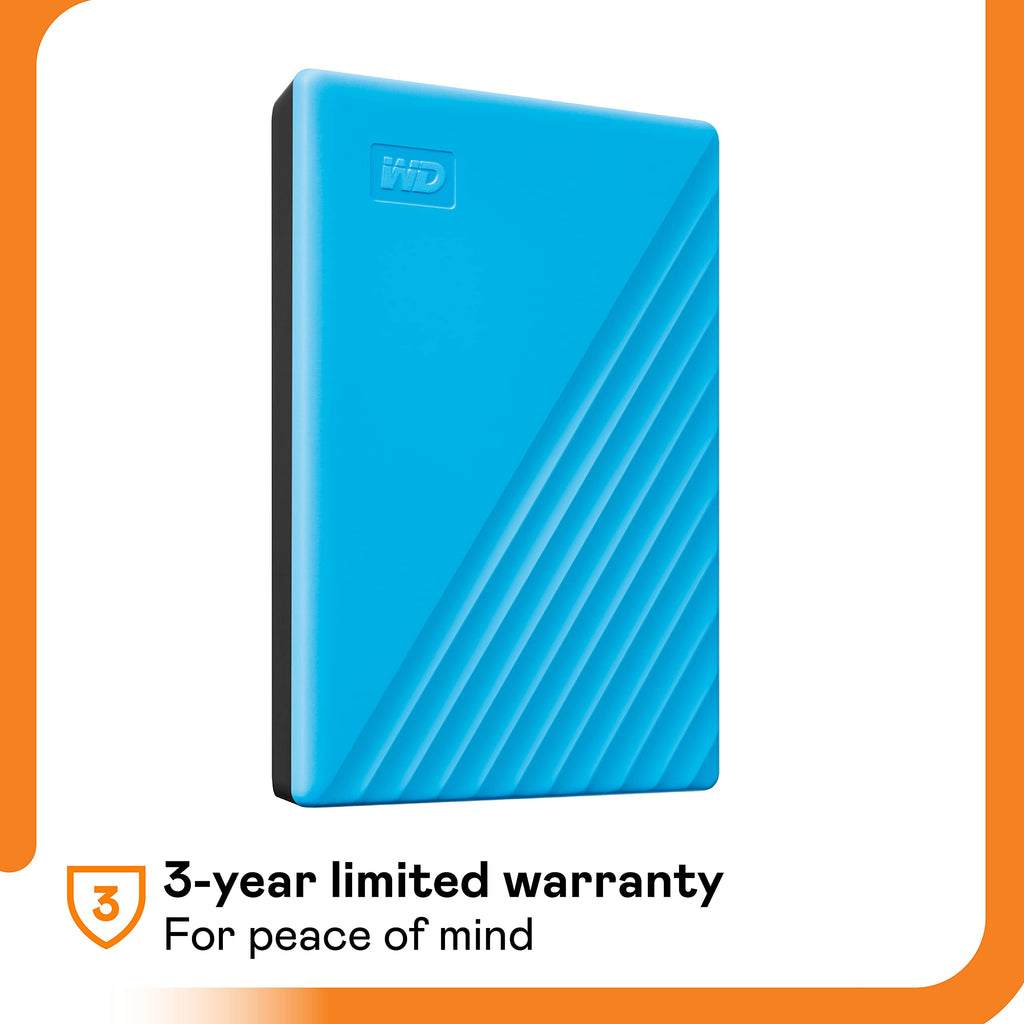 WD 2TB My Passport Portable HDD USB 3.0, with software for device management, backup and password protection, Works with PC, Xbox and Playstation, Blue