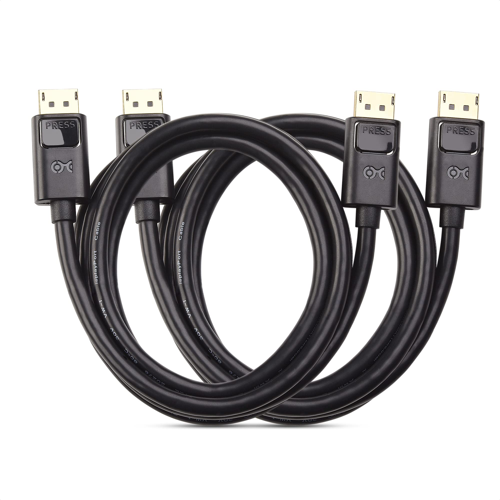 Cable Matters 2-Pack, Gold Plated DisplayPort to DisplayPort Cable 6 Feet - 4K Resolution Ready