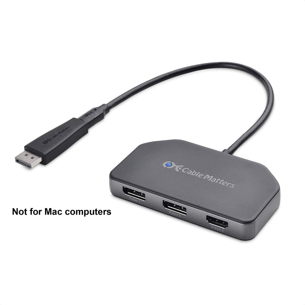 Cable Matters Triple 4K DisplayPort Splitter (Mini DisplayPort Hub) with 8K DisplayPort 1.4 and 4K HDMI for Windows, NOT Compatible with macOS