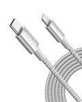 Anker USB C to Lightning Cable, New Nylon USB-C to Lightning Charging Cord [10ft MFi Certified] for iPhone 13 13 Pro 12 Pro Max 12 11 X XS XR 8 Plus, AirPods Pro, Supports Power Delivery (Silver)