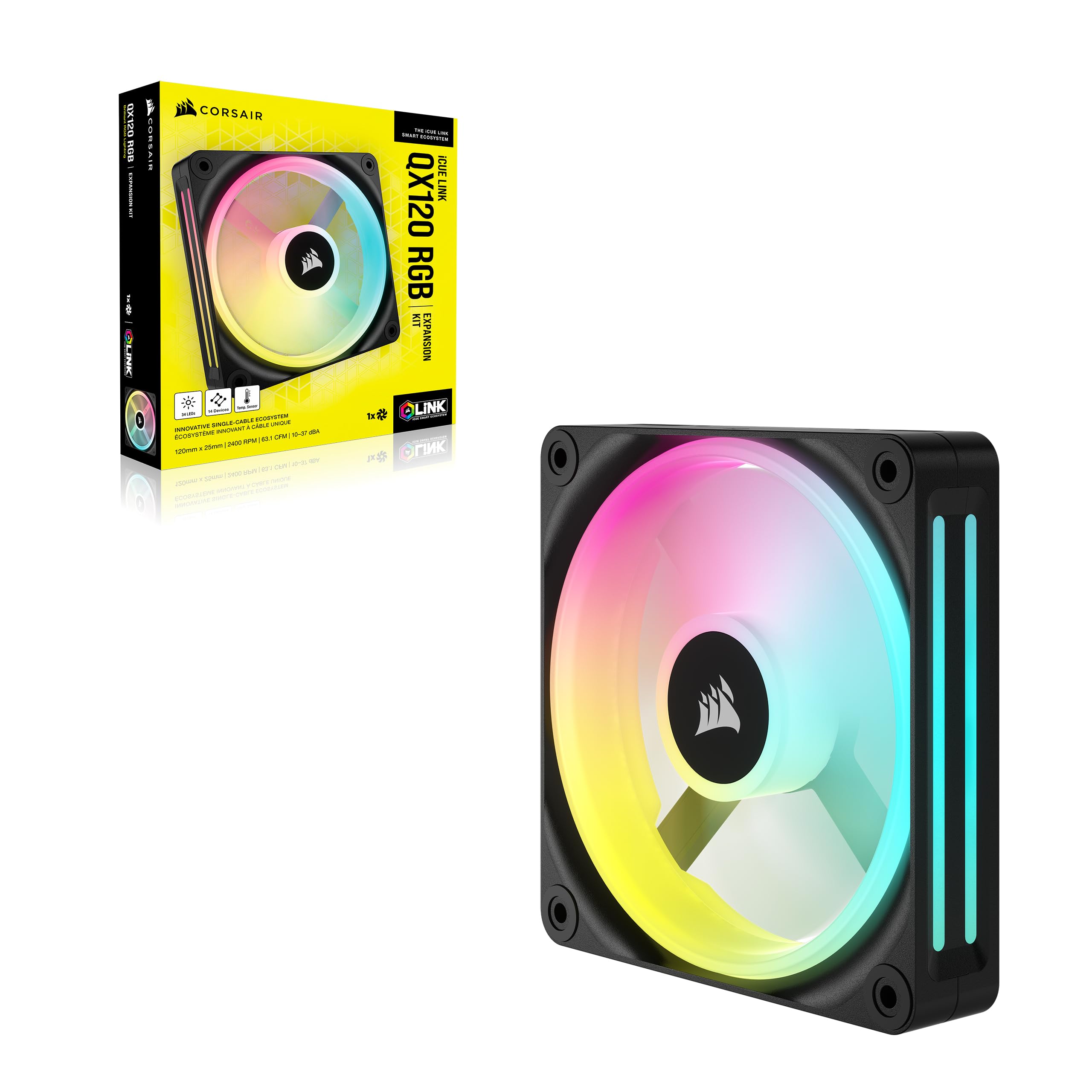 Corsair iCUE LINK QX120 RGB 120mm Magnetic Dome RGB Single Fan - Black