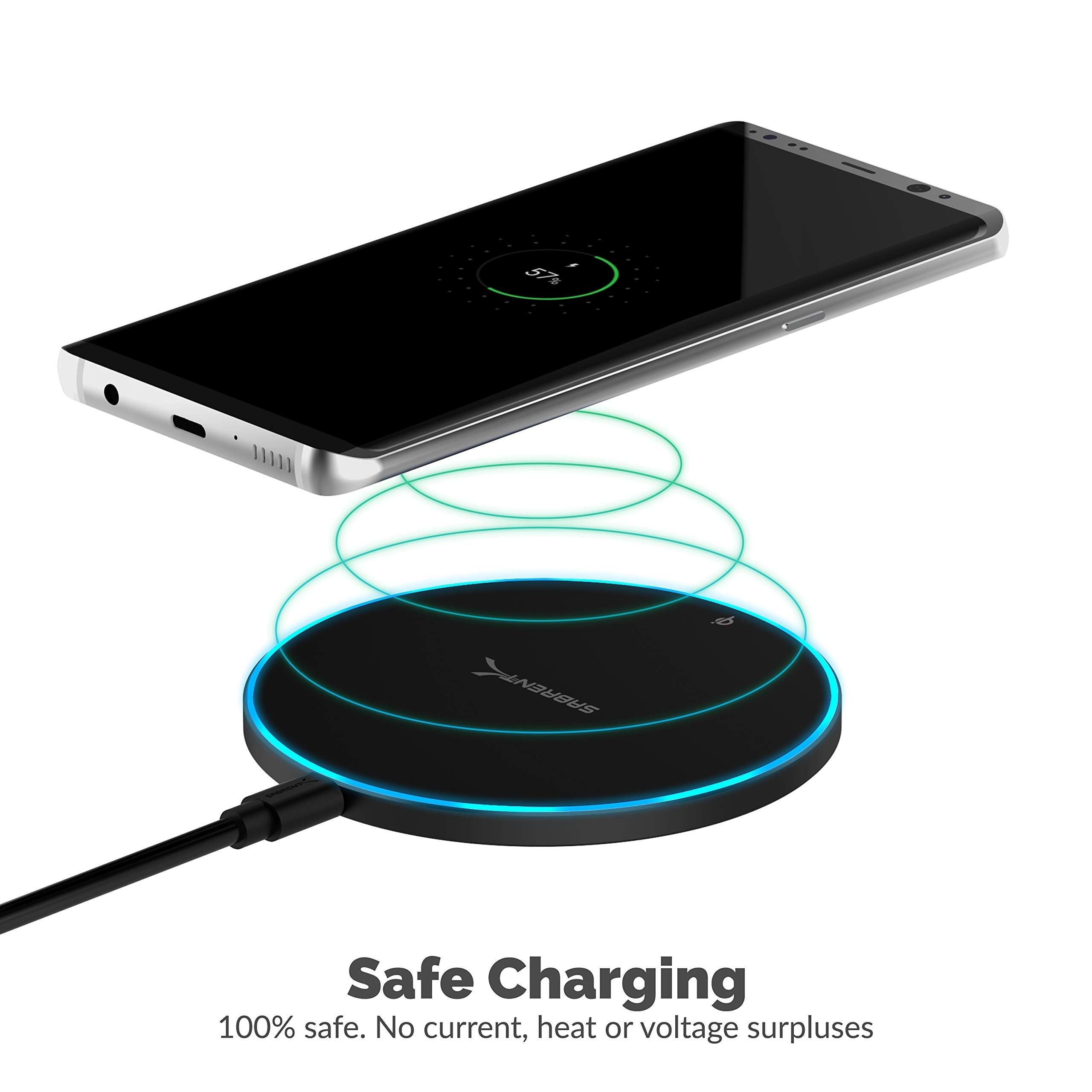 Sabrent 10W qi Wireless Fast Charger Charging Pad, Universally Compatible with All qi Enabled Phones [AC Adapter Not Included] Black (WL-QIFC)