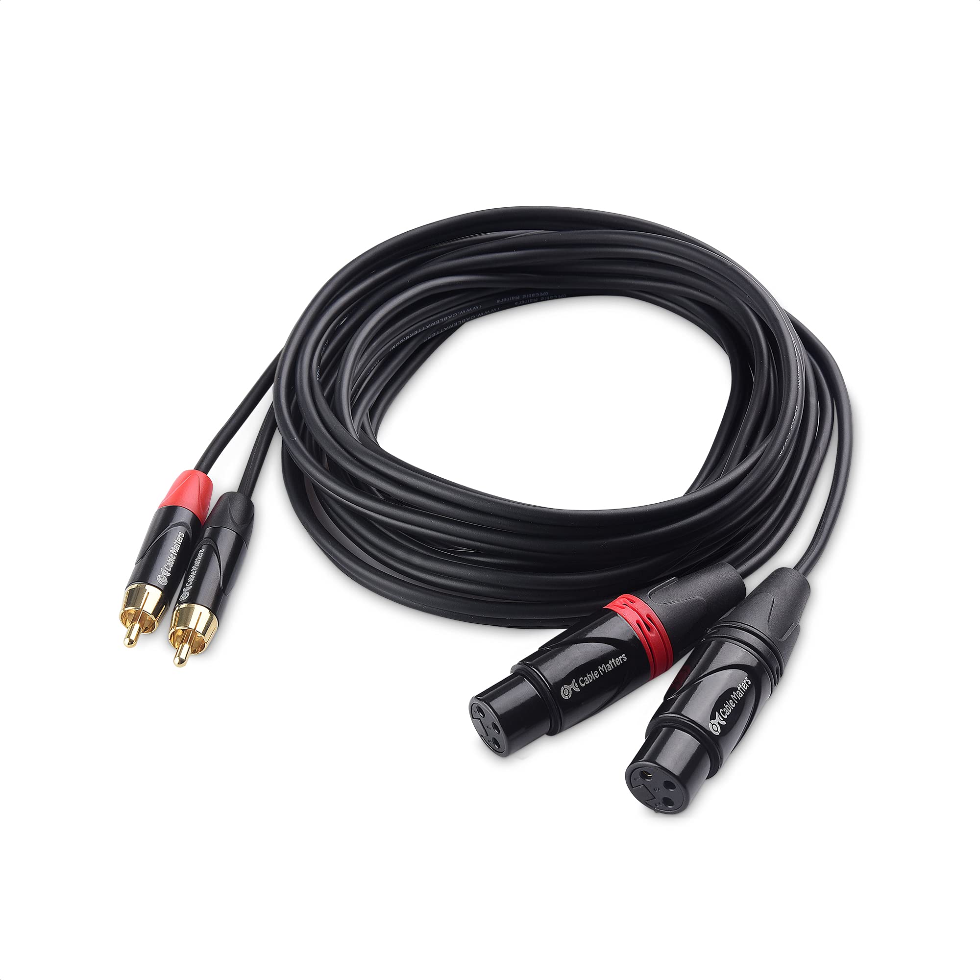 Cable Matters Dual XLR to RCA Cable 10 ft, XLR Female to RCA Cable (Dual Female XLR to RCA Cable) - 10 Feet