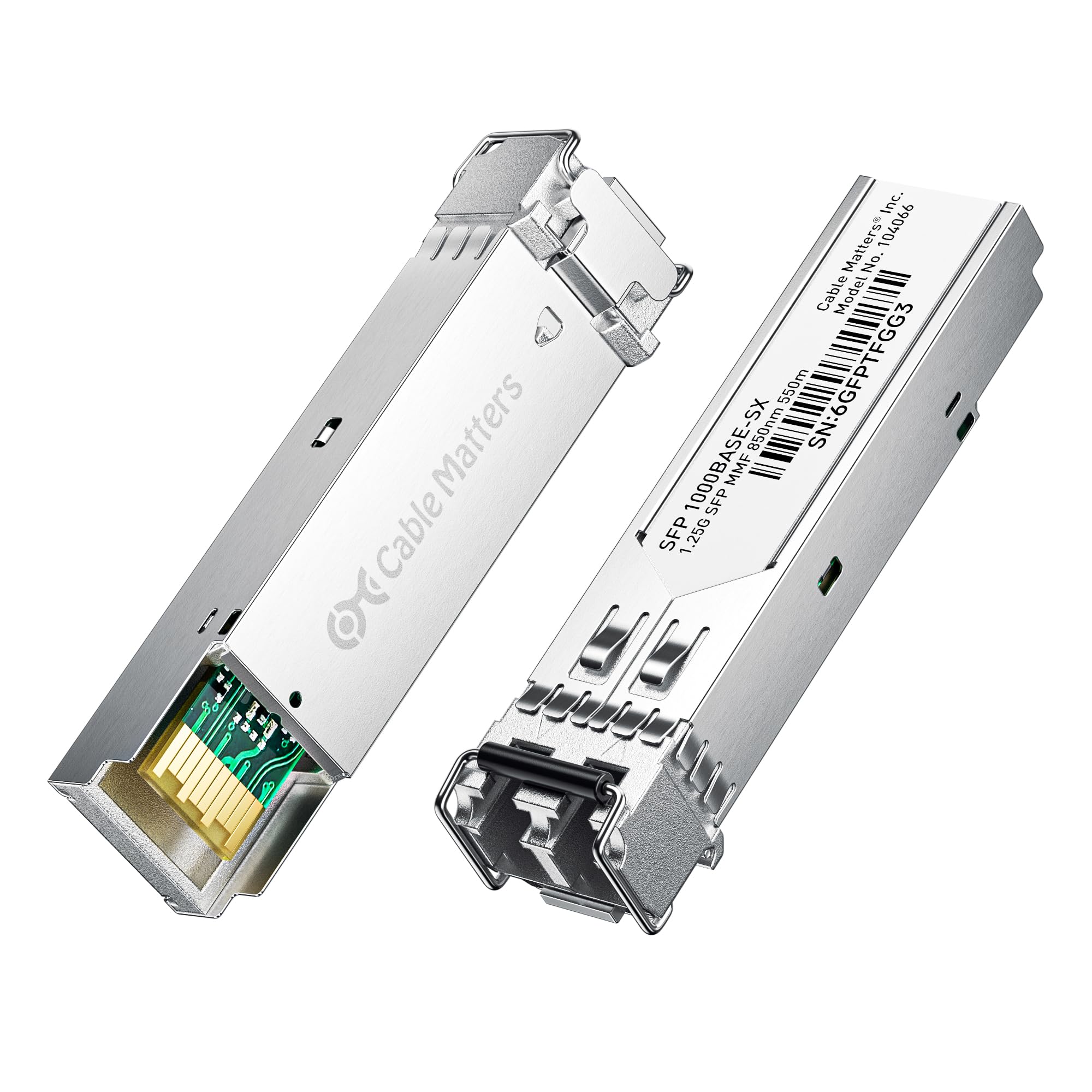 Cable Matters 2-Pack 1000BASE-SX SFP to LC Multi Mode 1G Fiber Transceiver Modular for Cisco, Ubiquiti, TP-Link, Huawei, Mikrotik, Netgear, and Supermicro Equipment