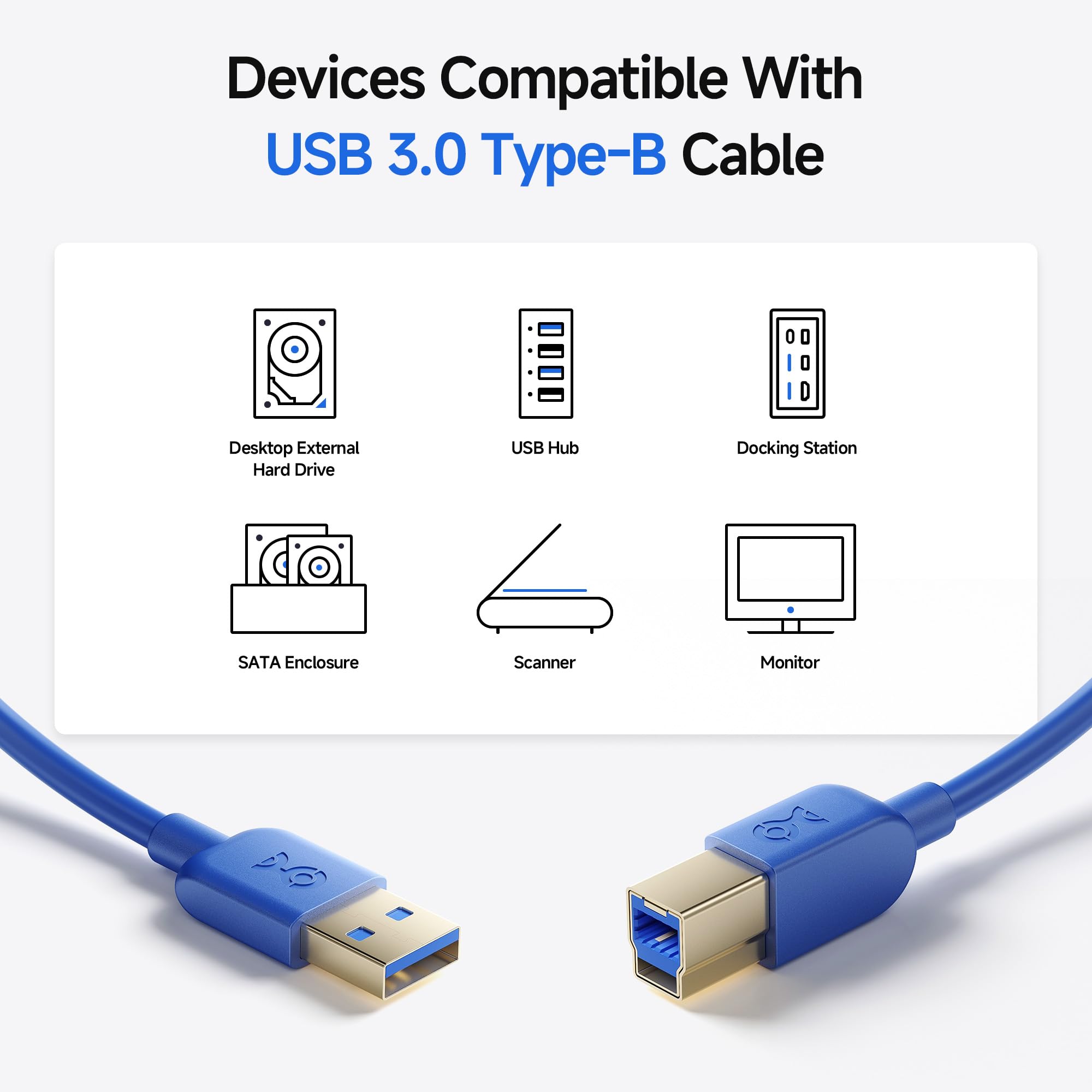 Cable Matters USB 3.0 Cable (USB 3 Cable/USB 3.0 A to B Cable) in Blue 15 Feet - Available 3FT - 15FT in Length