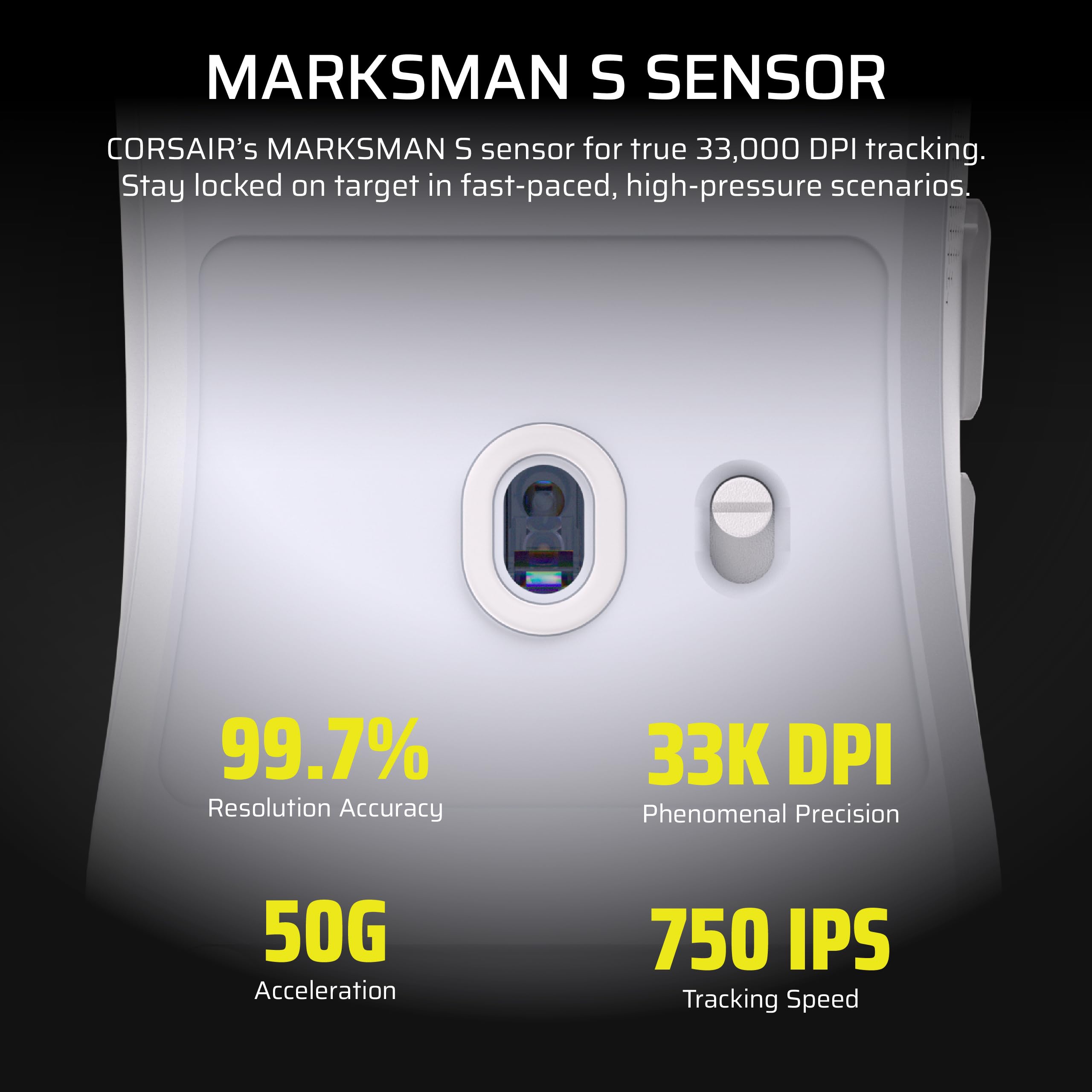 Corsair Sabre v2 PRO Ultralight Wireless FPS Gaming Mouse - 33,000 DPI, Weight 36 g, Hyper-Polling 8000 Hz, Mechanical Switches, Wireless Battery Life Up To 70 Hours