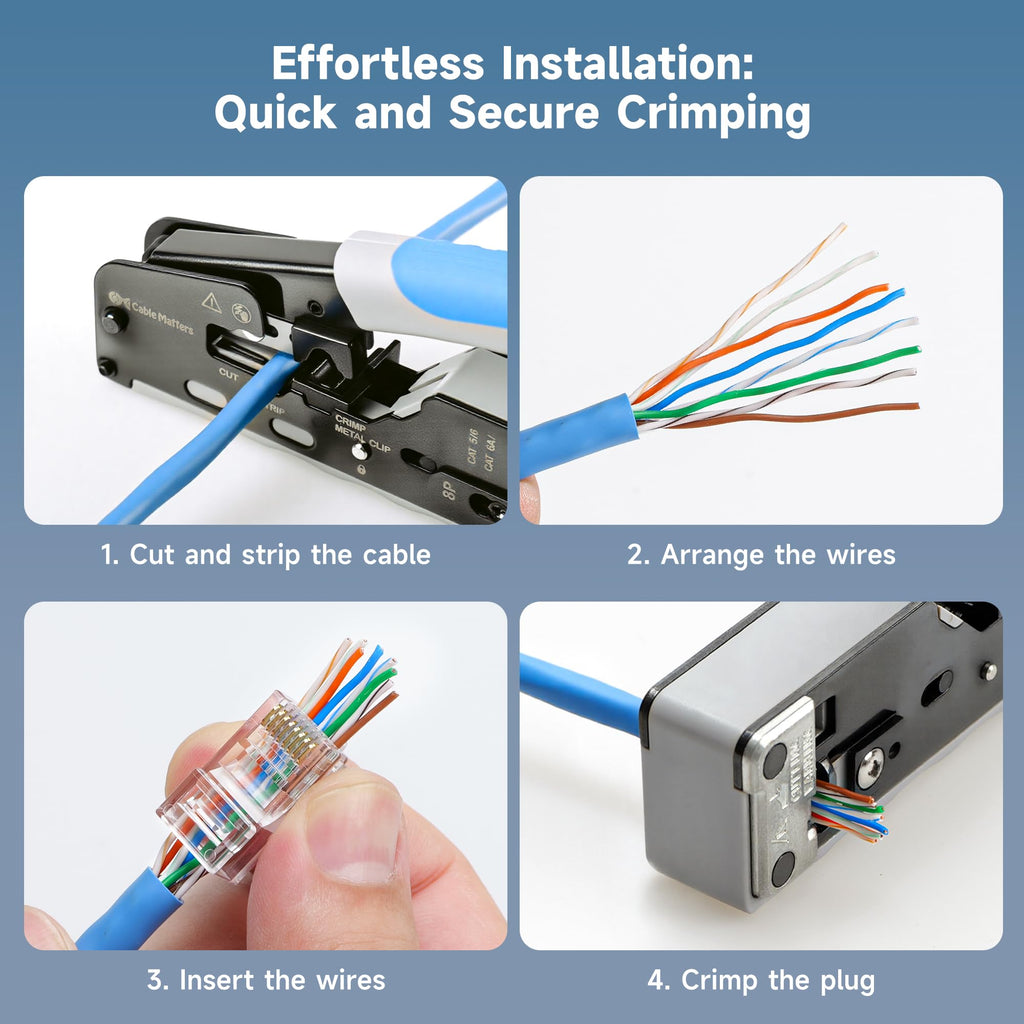 Cable Matters 200-Pack Cat 6 Pass Through RJ45 Connectors (Cat 6 Ends / Cat6 Connector / RJ45 Modular Plugs/Ethernet Plugs/Network Connector) for Solid or Stranded UTP Ethernet Cable