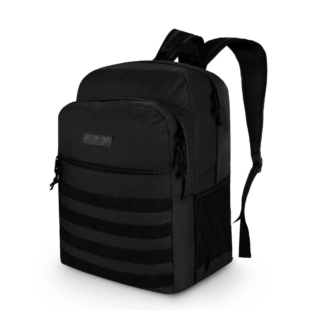 Wrangler Tradesman Backpack, Water Resistant Casual Daypack for Travel Work School, Black, 15.6 inches, Minimalist