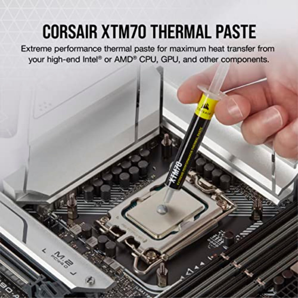 Corsair XTM70 Extreme Performance Thermal Paste, 3g for Intel & AMD Processors up to 250W+ TDP - Low viscosity, Easy Application, Three Included Cleaning Wipes and Applicator Kit