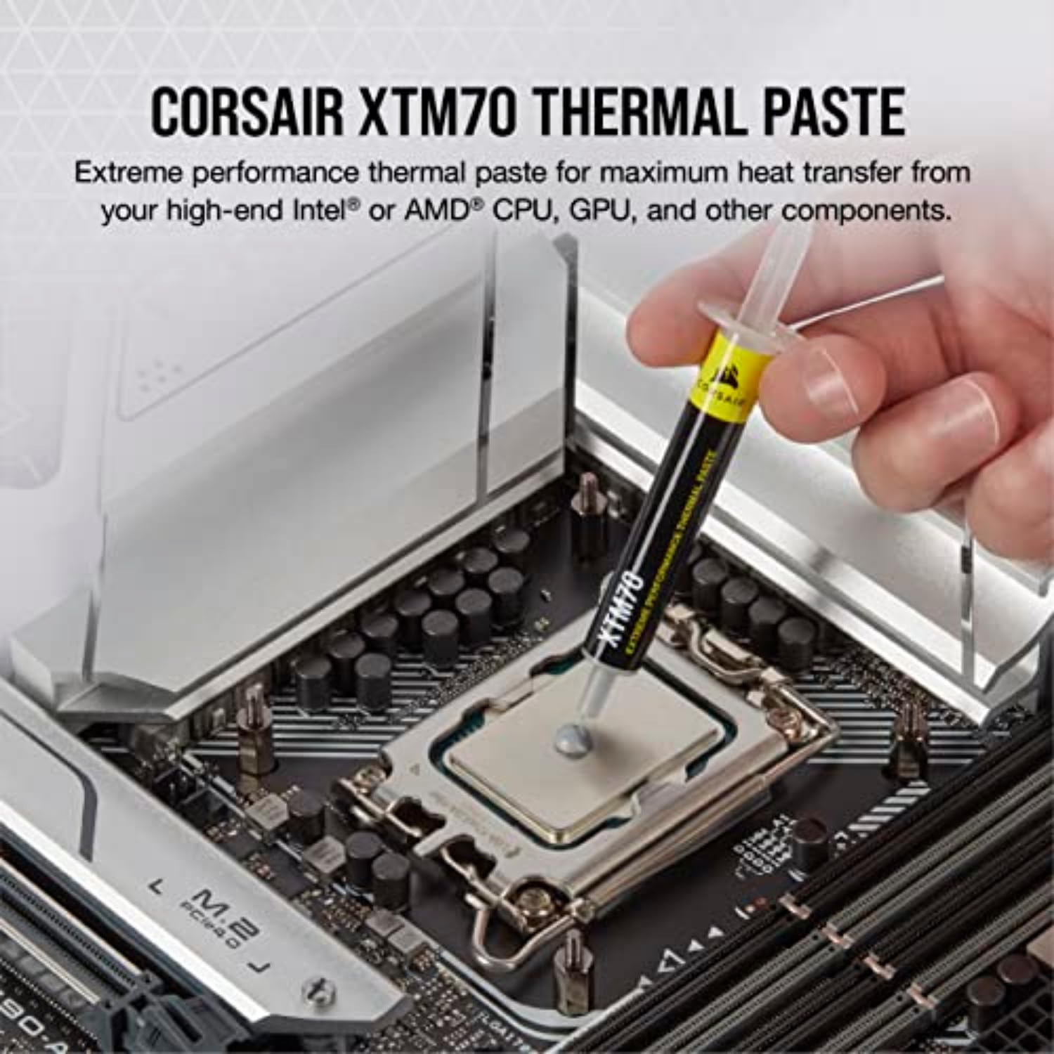 Corsair XTM70 Extreme Performance Thermal Paste, 3g for Intel & AMD Processors up to 250W+ TDP - Low viscosity, Easy Application, Three Included Cleaning Wipes and Applicator Kit