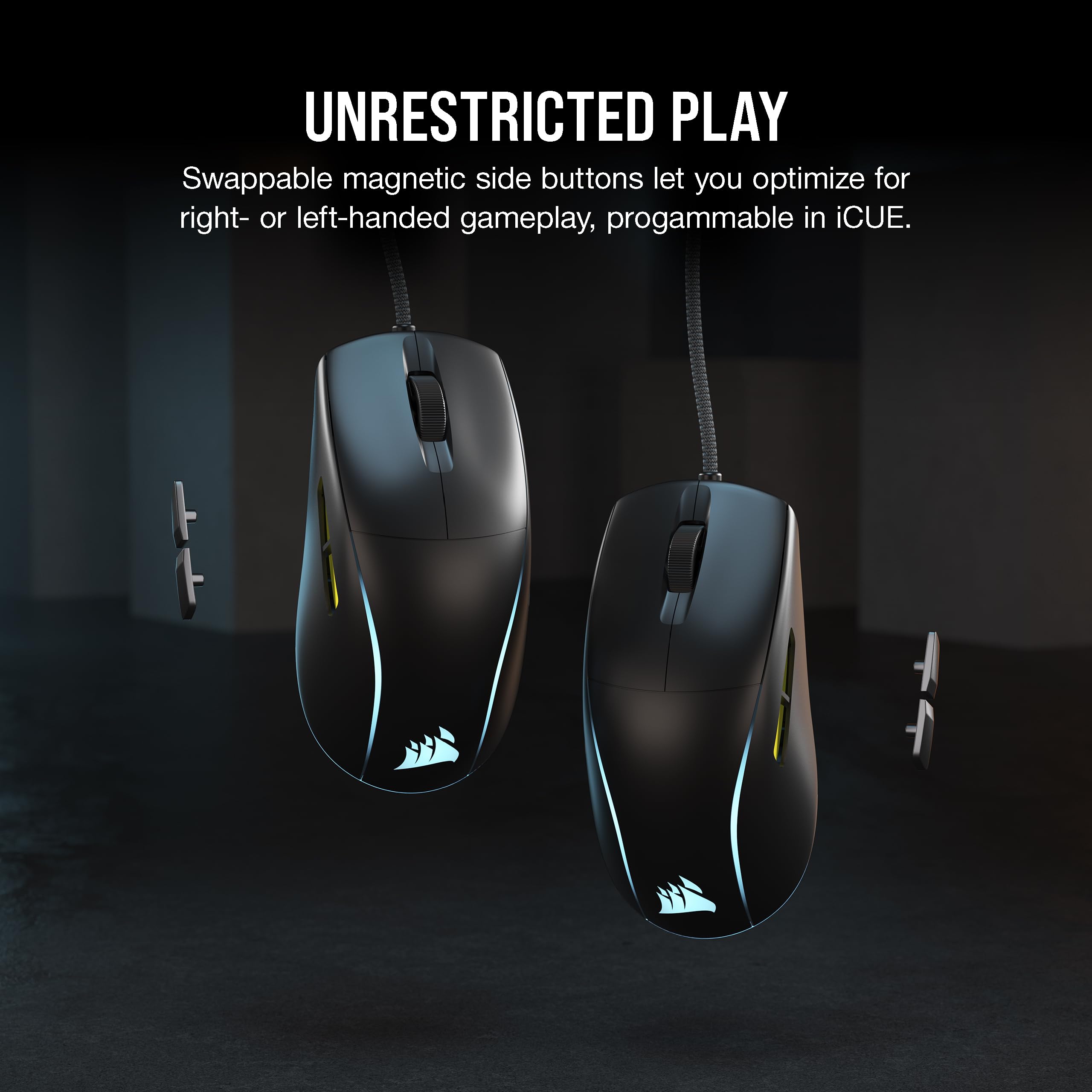 Corsair M75 Wired RGB Lightweight FPS Gaming Mouse � 26,000 DPI � Swappable Side Buttons � PC � Black